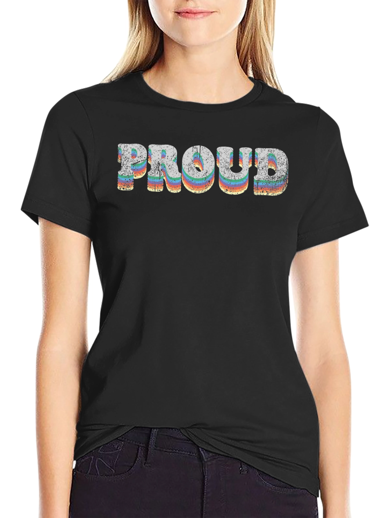 Retro Proud Rainbow Graphic T-Shirt