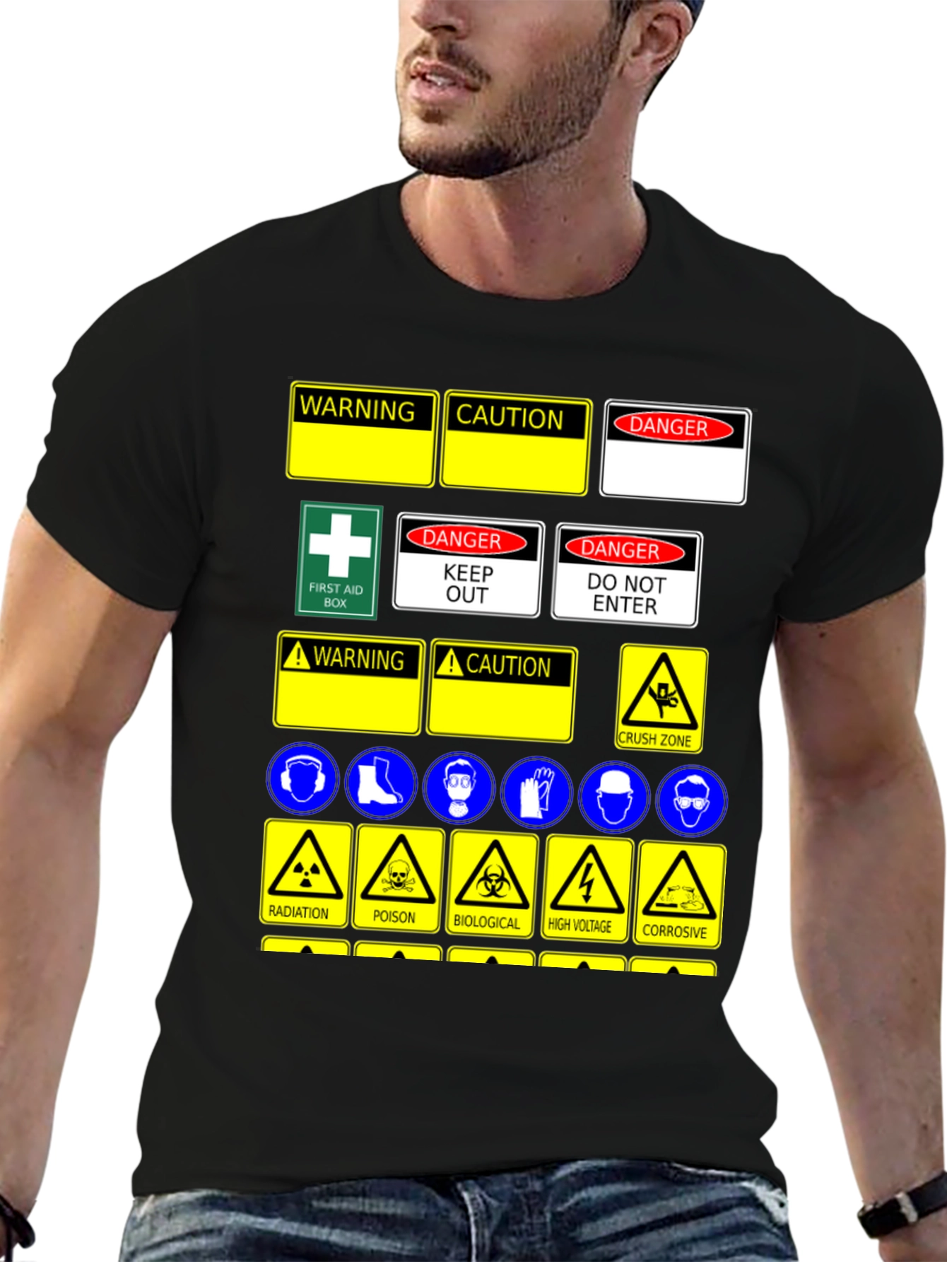 Safety Sign T-Shirt - Warning Danger Caution