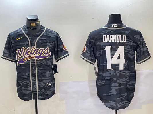 Men's Minnesota Vikings Sam Darnold #14 Grey Camouflage Game Jerseys