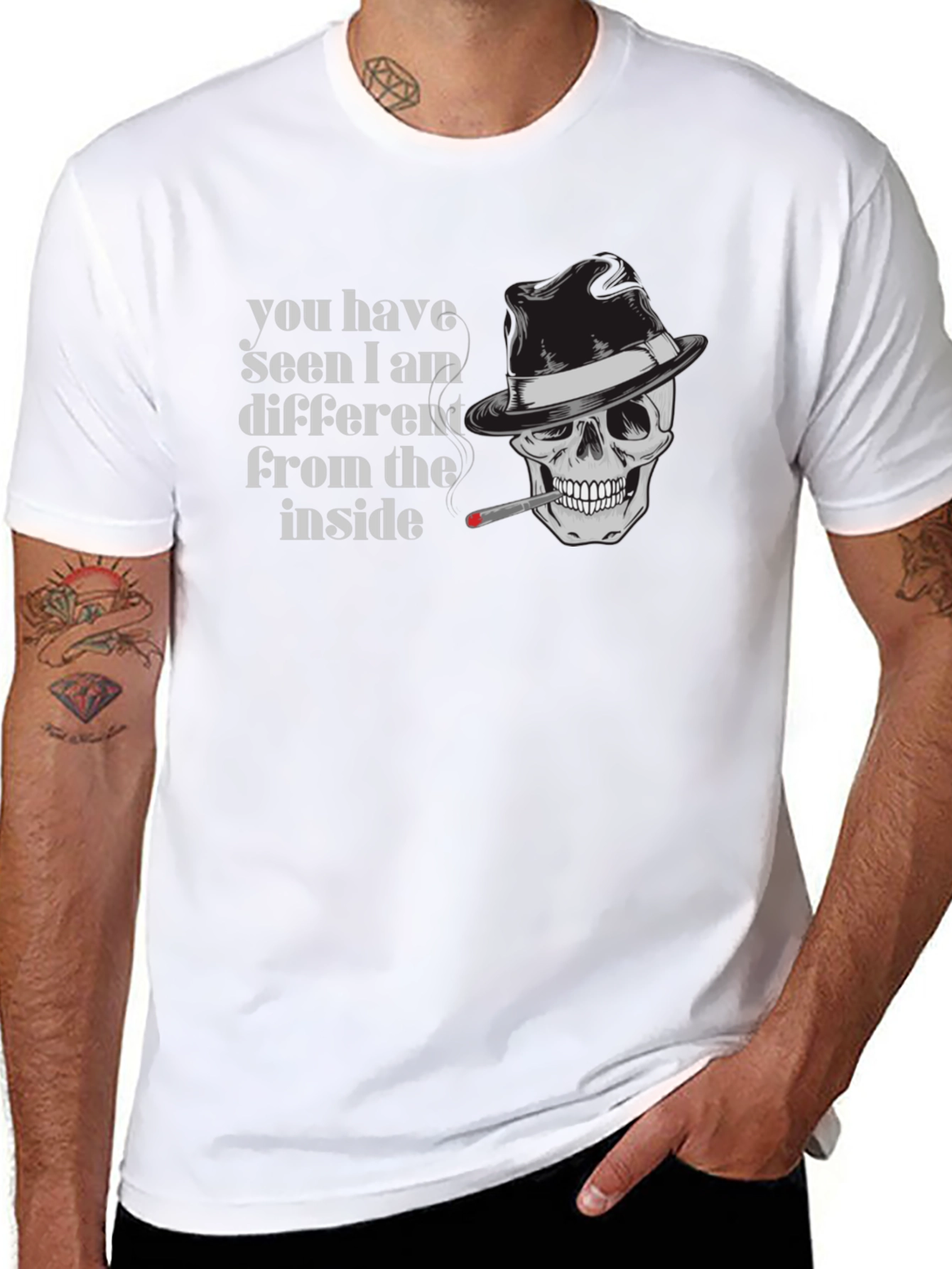 Skull with Fedora Graphic T-Shirt - Edgy Streetwear