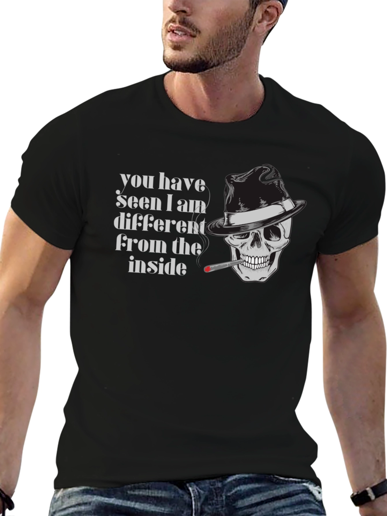 Skull with Fedora Graphic T-Shirt - Edgy Streetwear