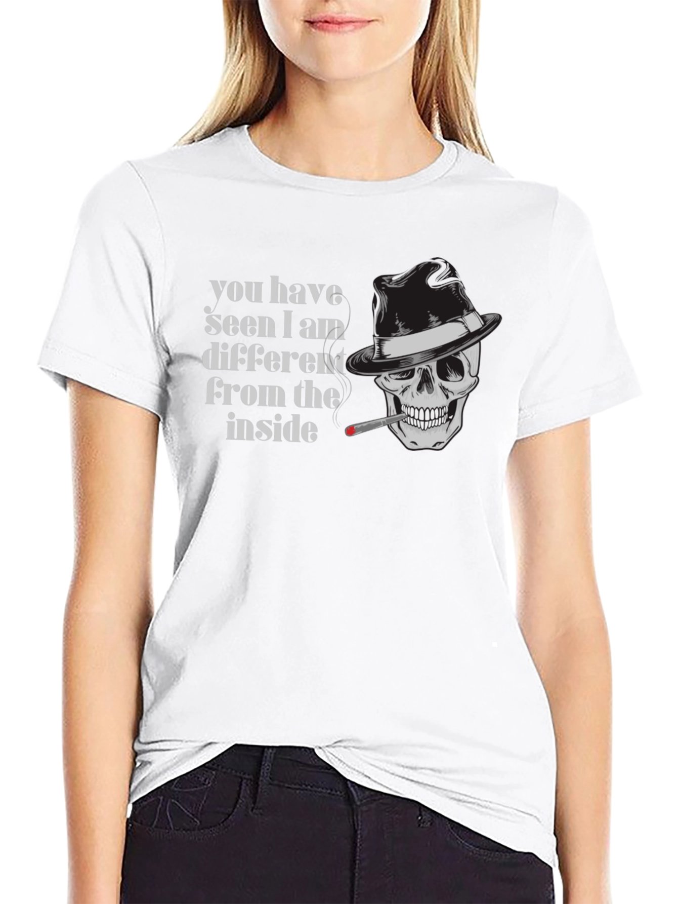 Skull with Fedora Graphic T-Shirt - Edgy Streetwear