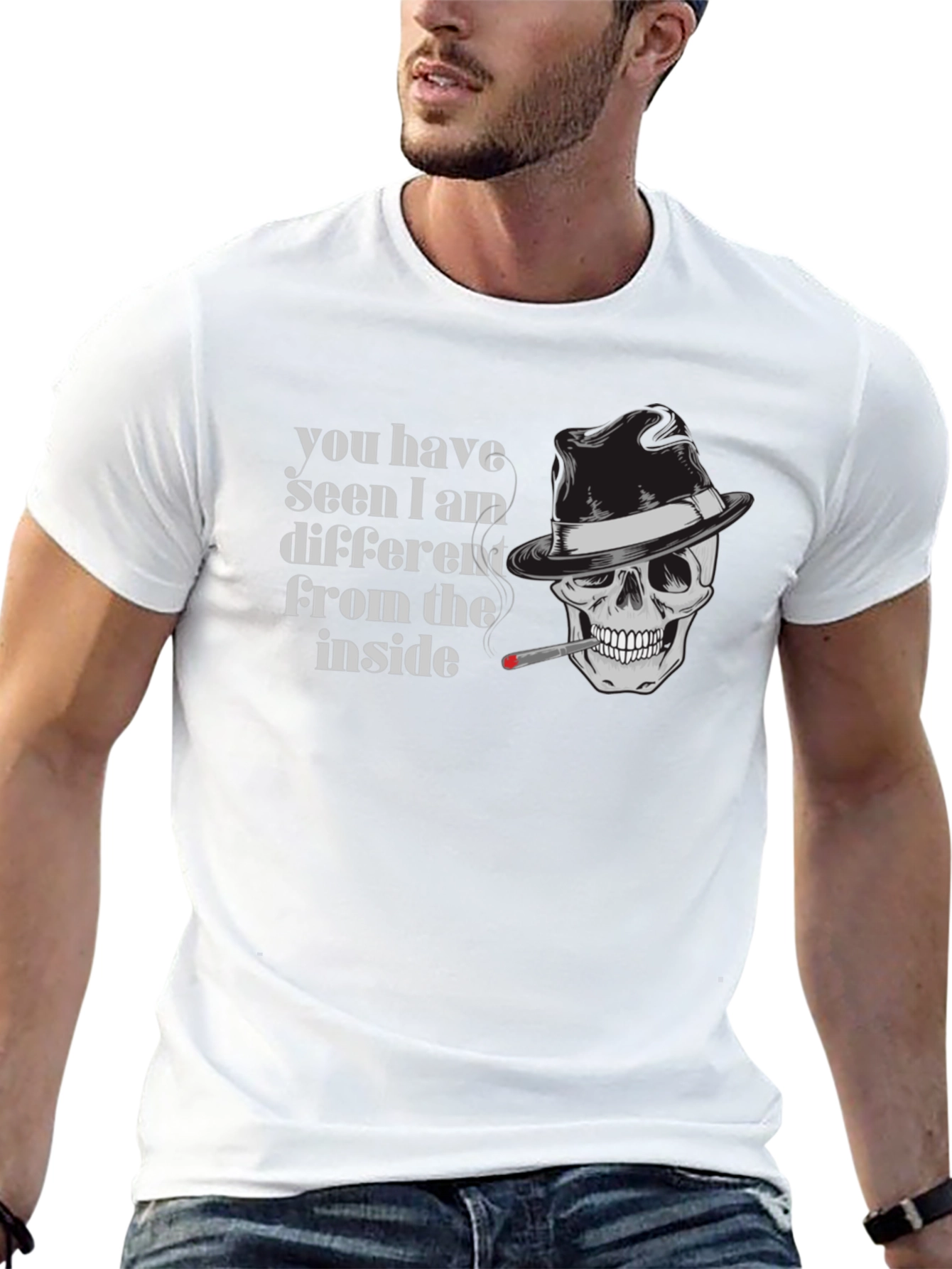 Skull with Fedora Graphic T-Shirt - Edgy Streetwear
