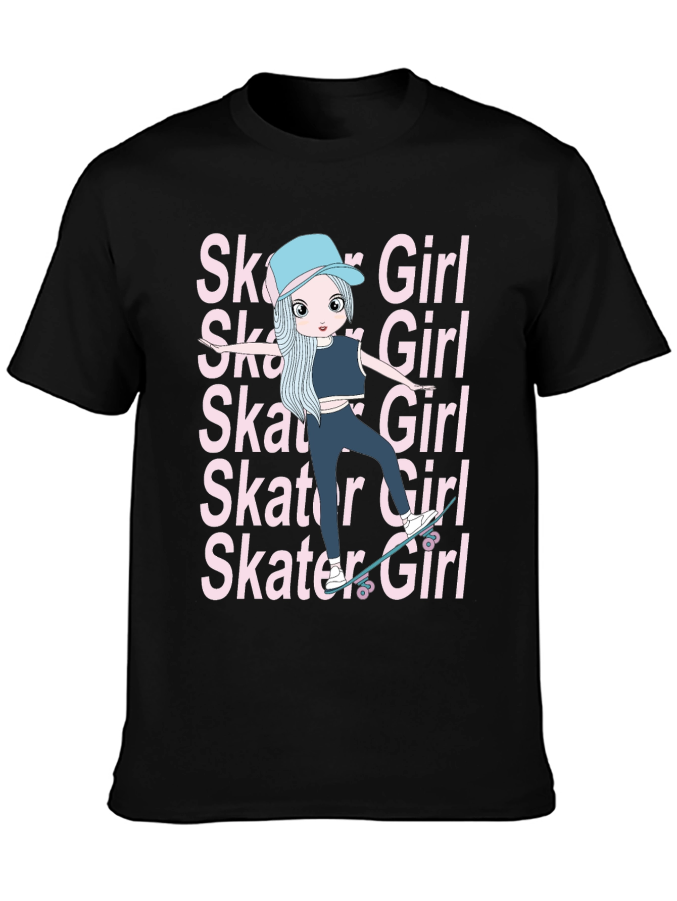 Cool Skater Girl Graphic Tee - Trendy and Unique