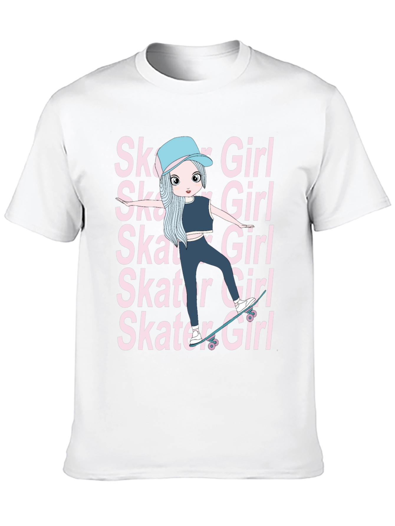 Cool Skater Girl Graphic Tee - Trendy and Unique