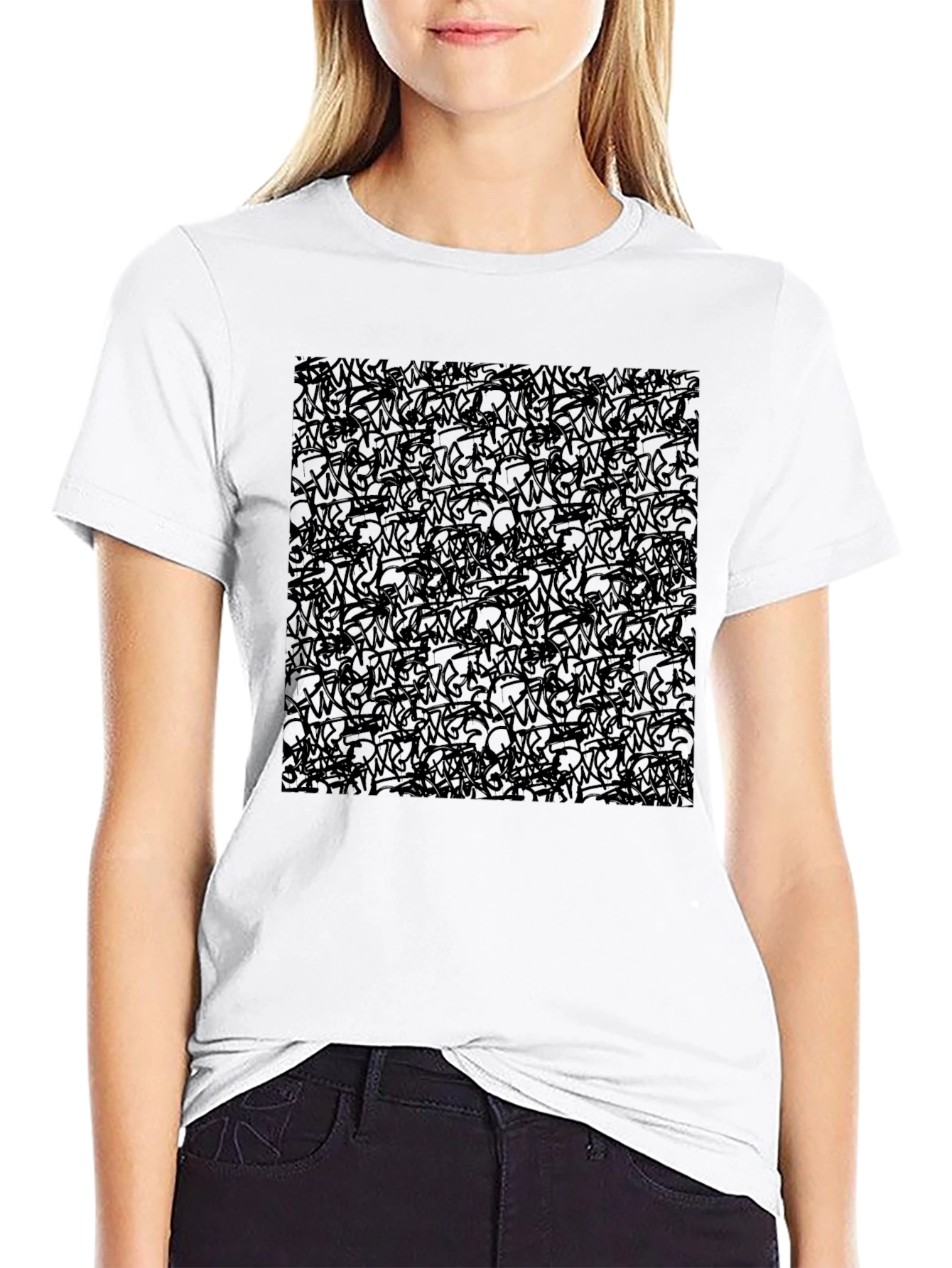 Abstract Graffiti Graphic Print Mens Black Tee