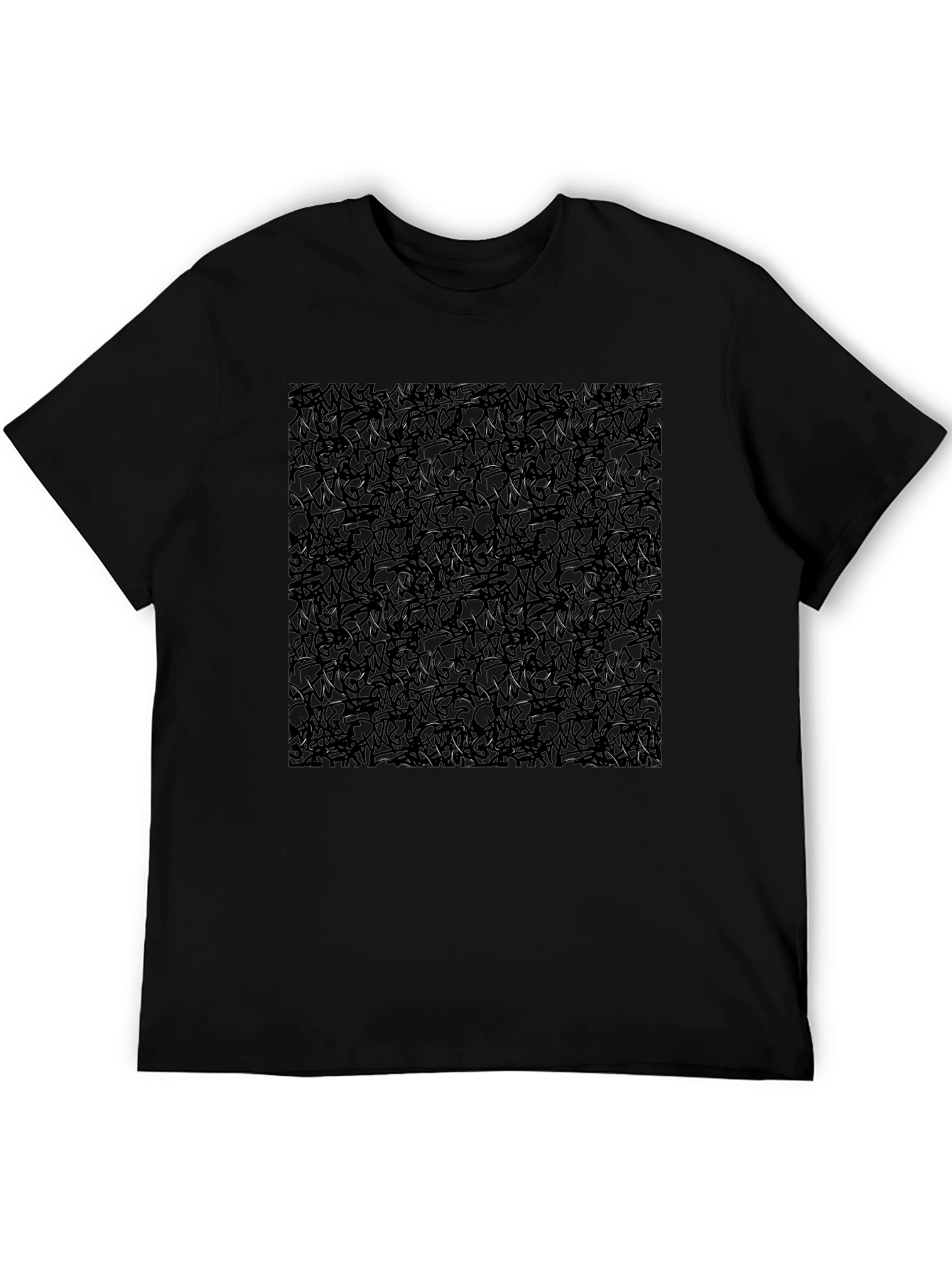 Abstract Graffiti Graphic Print Mens Black Tee