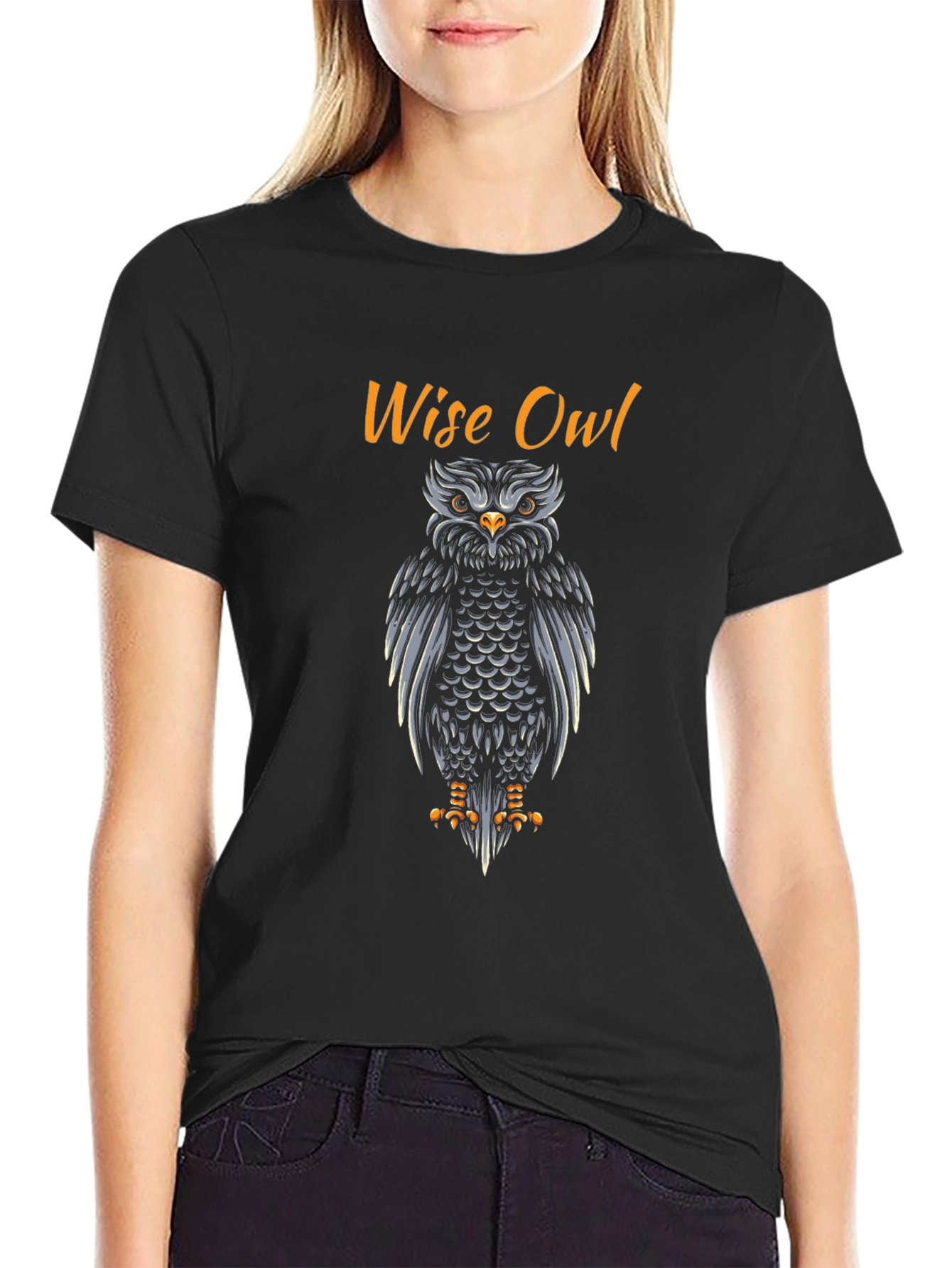 Wise Owl Graphic Print T-Shirt - Mens Black Tee