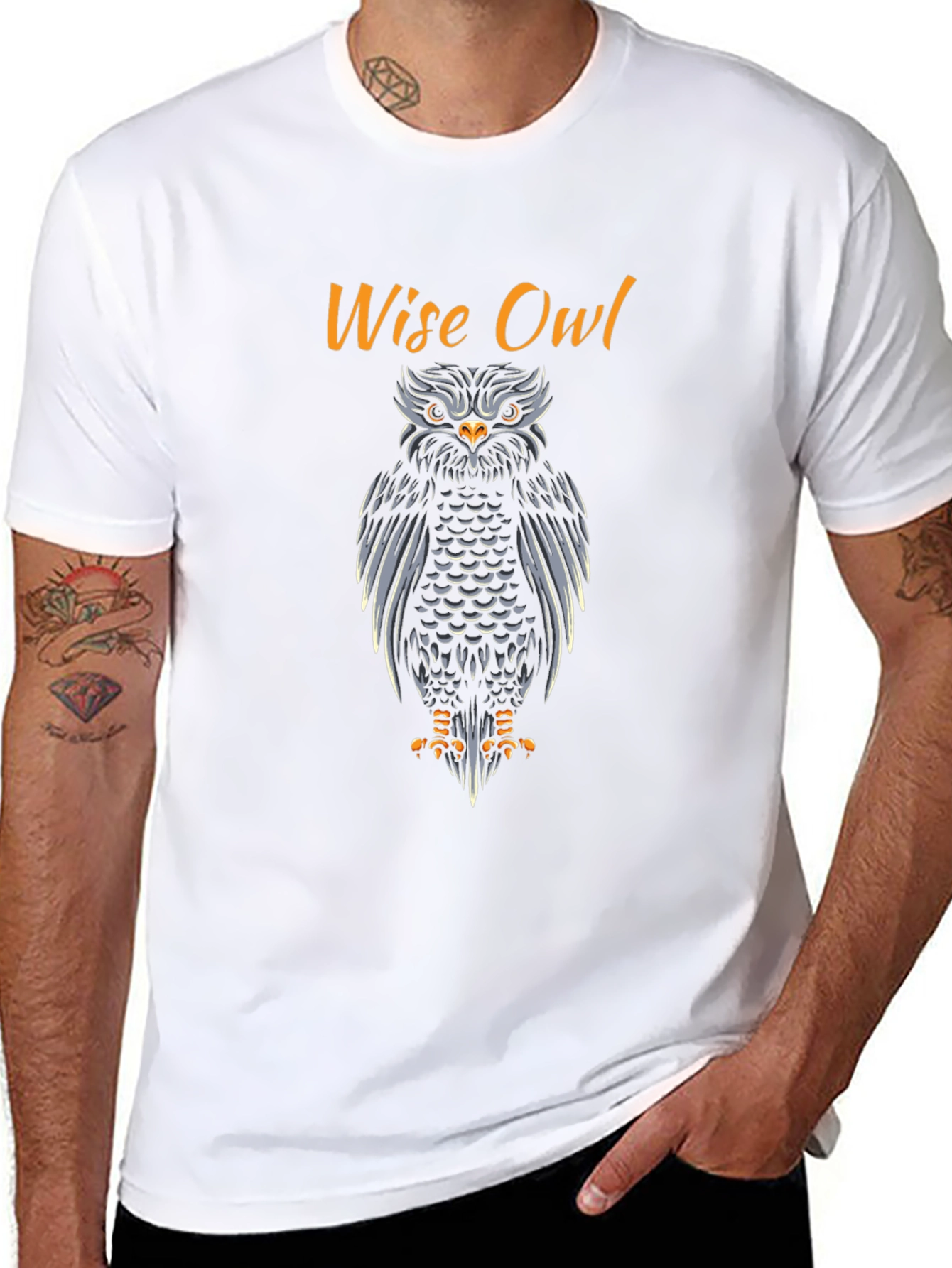 Wise Owl Graphic Print T-Shirt - Mens Black Tee