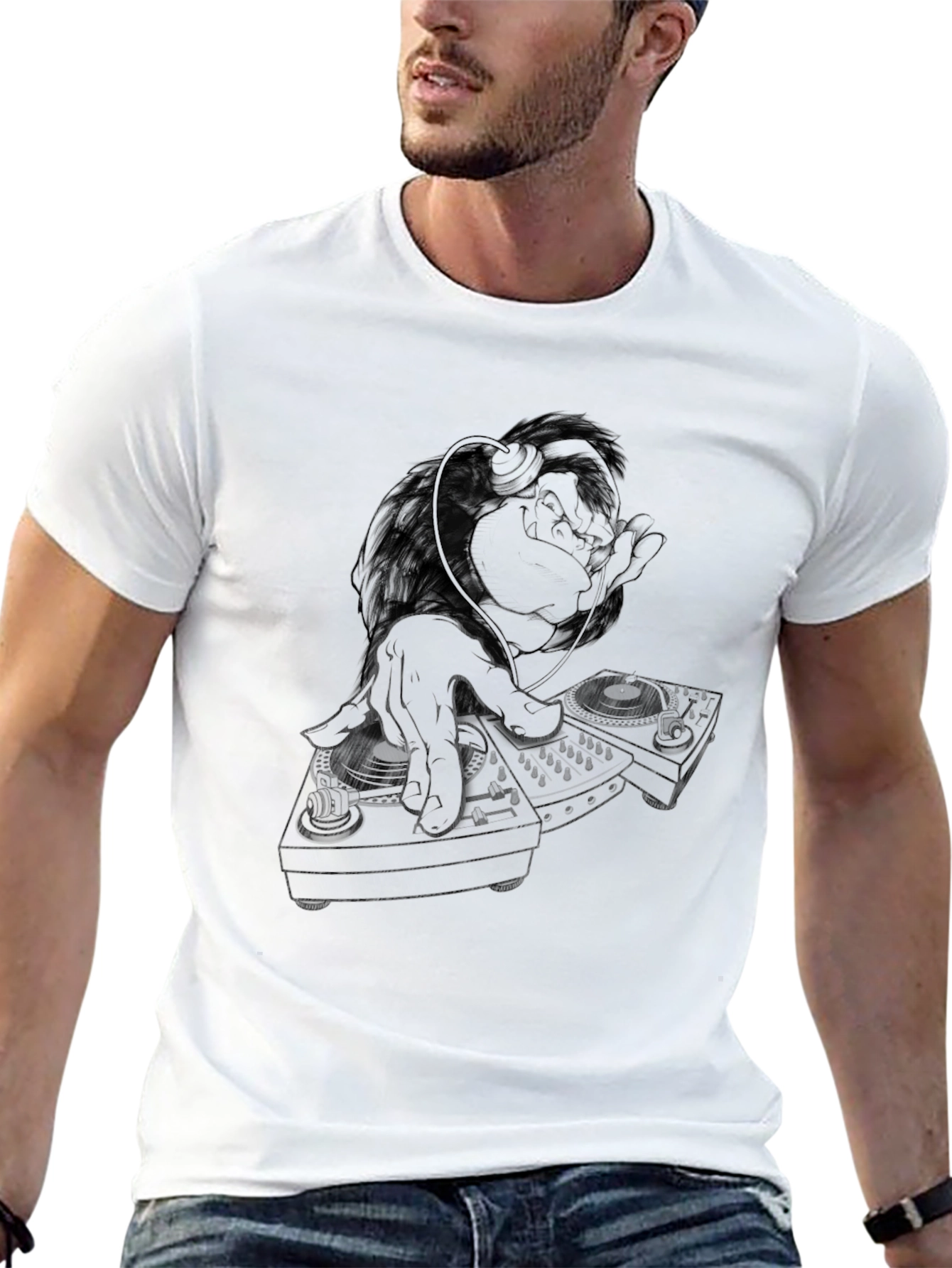 DJ Monkey Graphic Tee - Cool Black T-Shirt