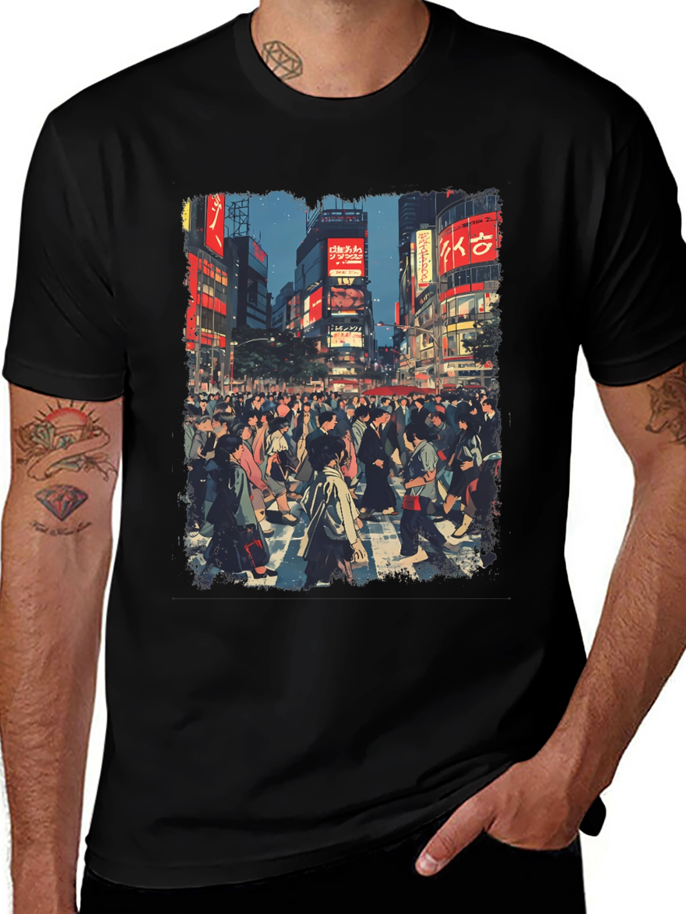 Urban Crowd T-Shirt - Cityscape Design