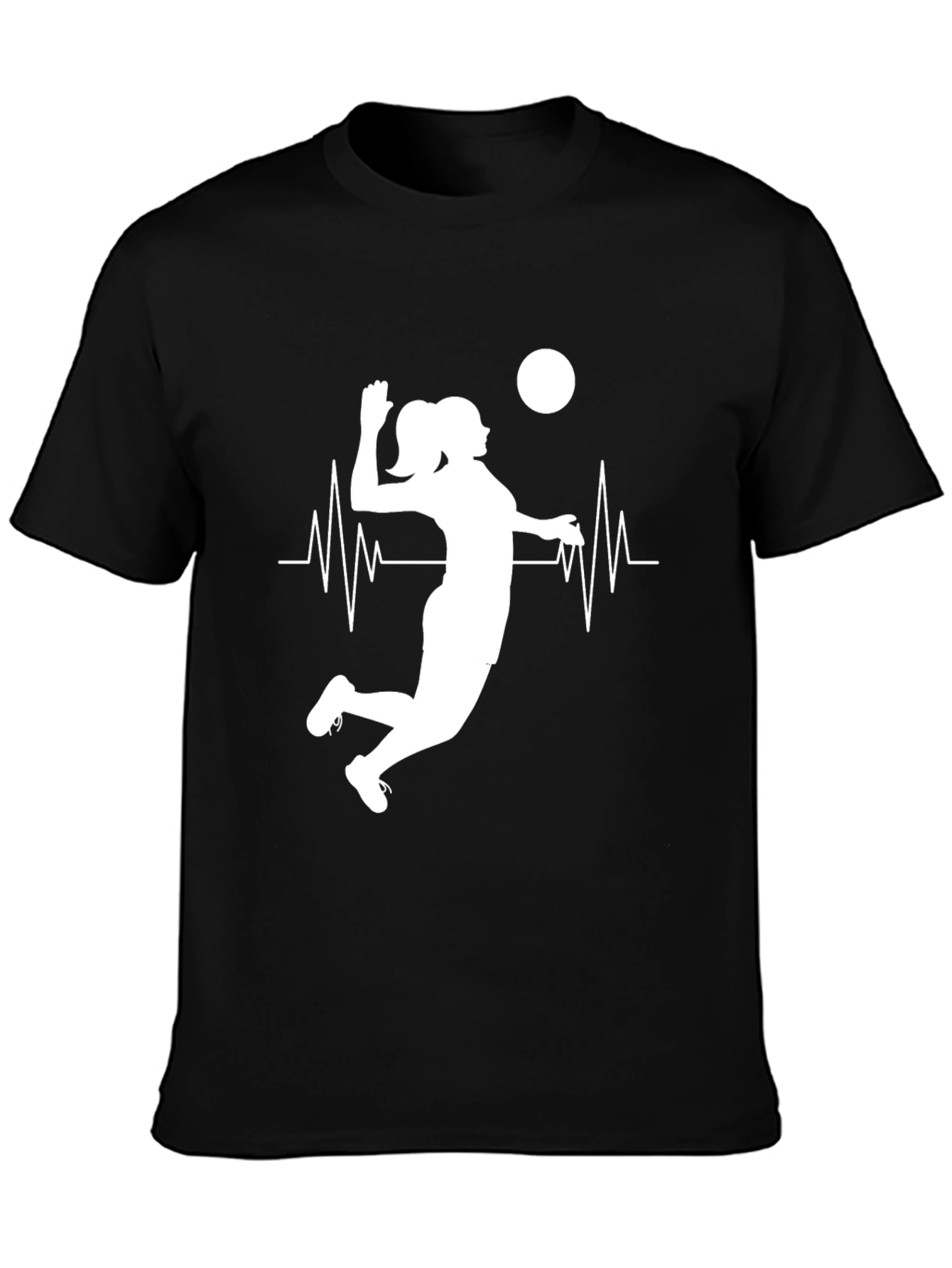 Volleyball Heartbeat Graphic Tee - Black