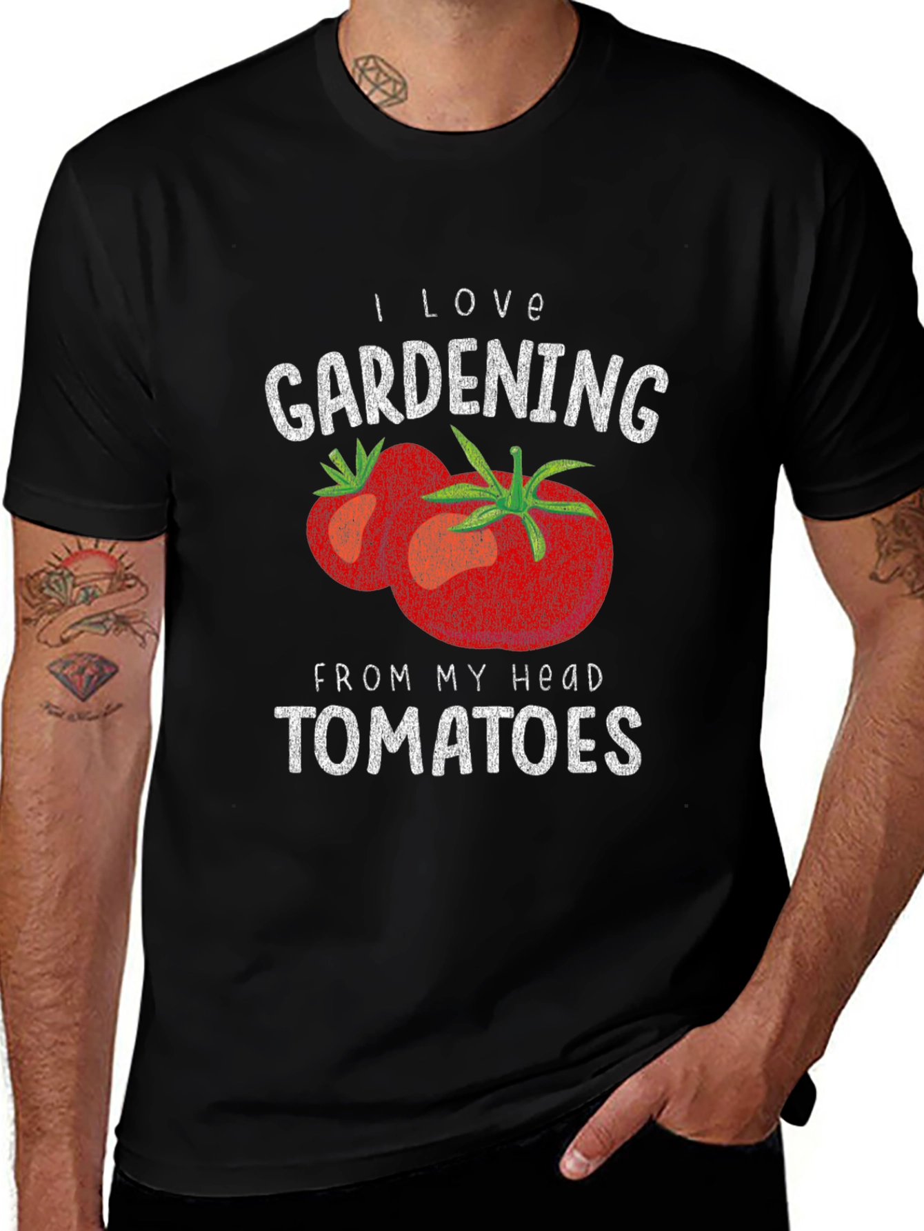 I Love Gardening From My Head Tomatoes Graphic T-Shirt