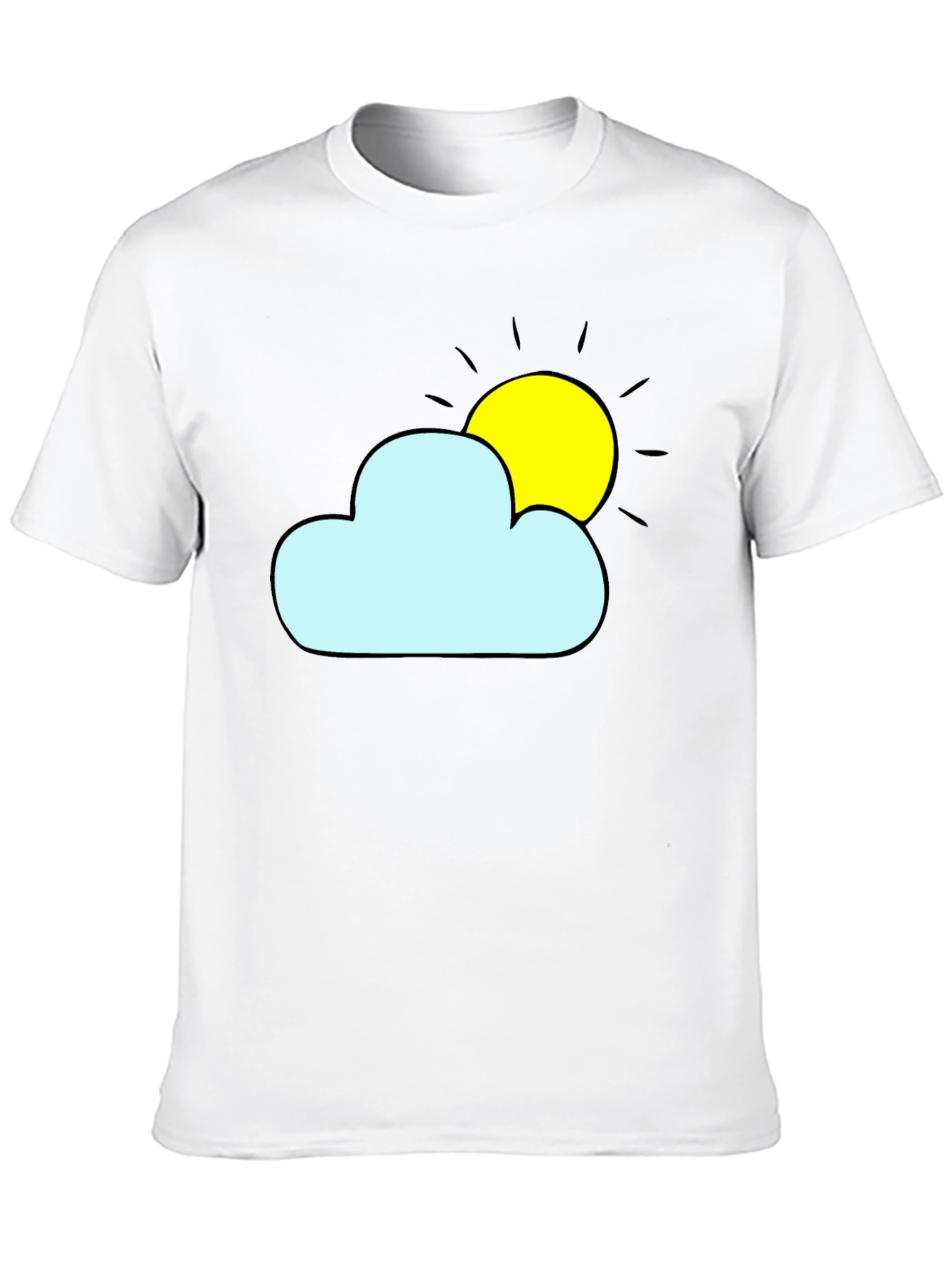 Cloud & Sun Graphic Tee - Black Cotton Shirt