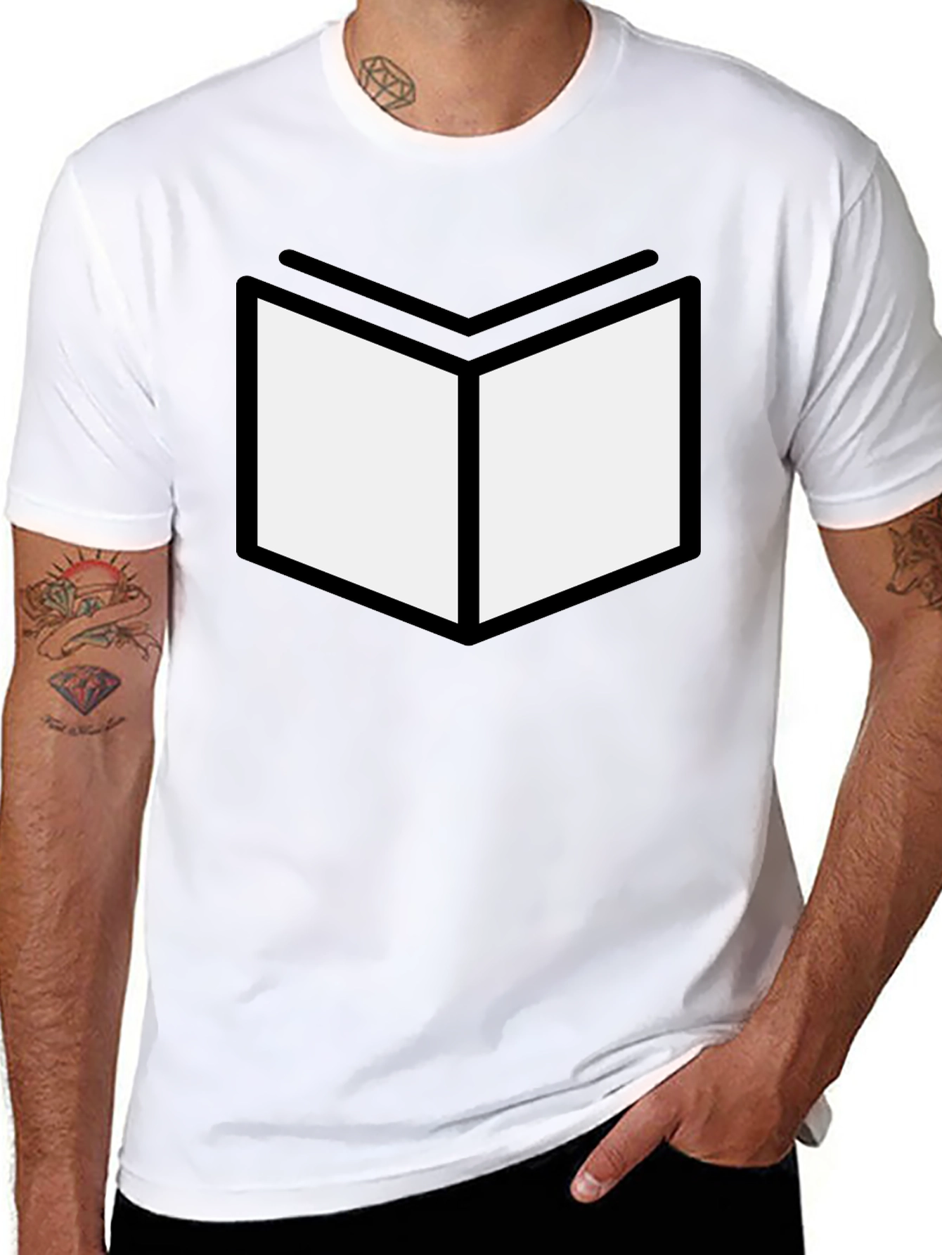 Black Graphic Tee - Open Book Design