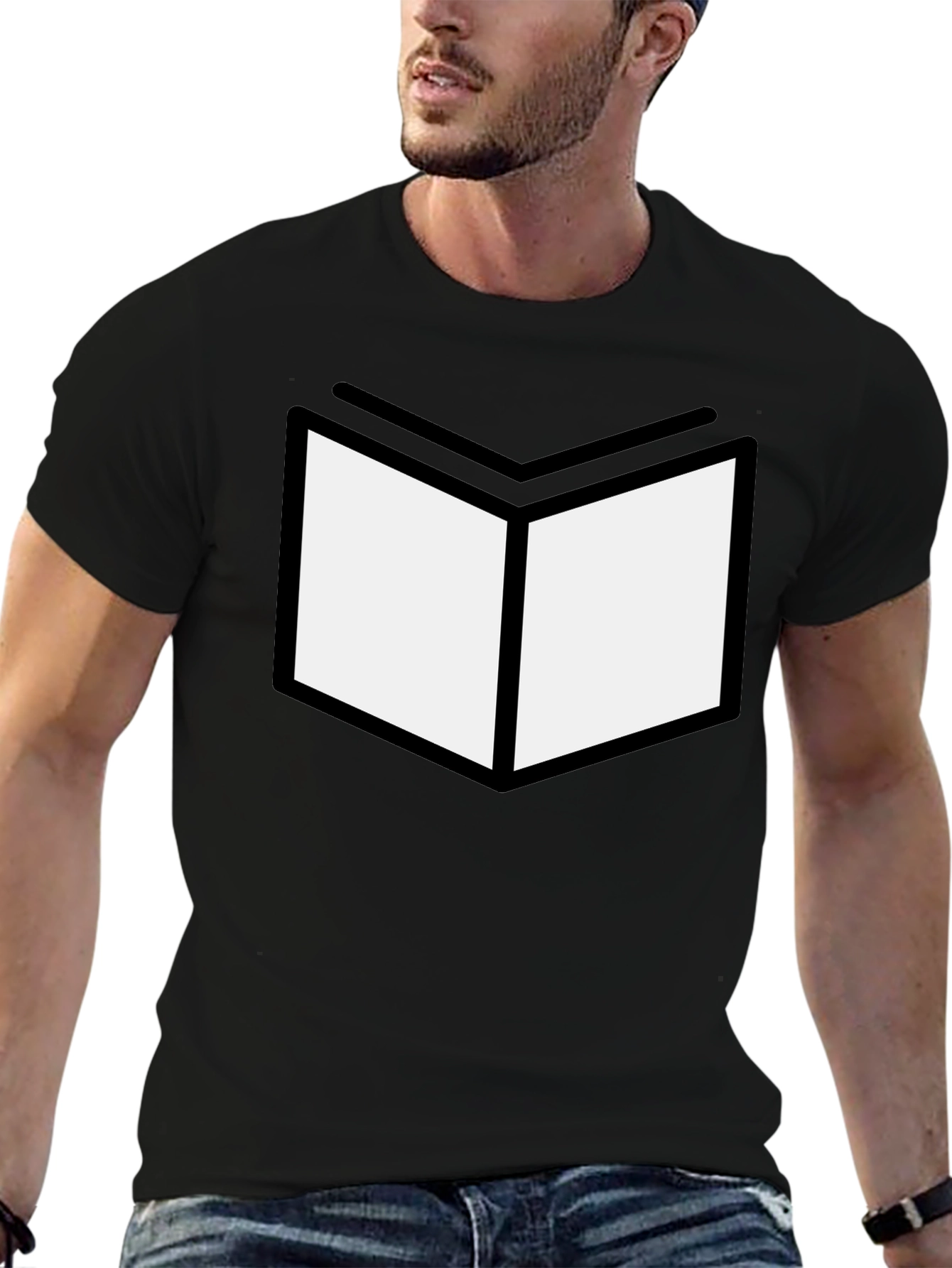 Black Graphic Tee - Open Book Design