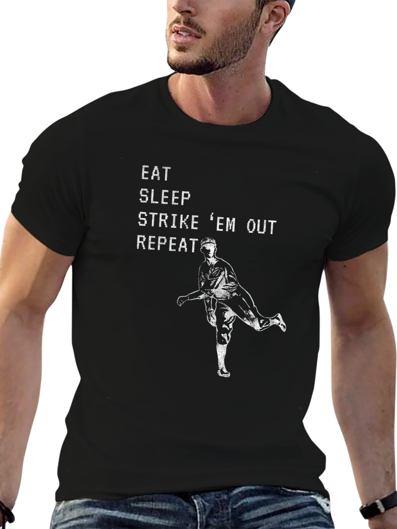 Eat Sleep Strike Em Out Baseball T-Shirt