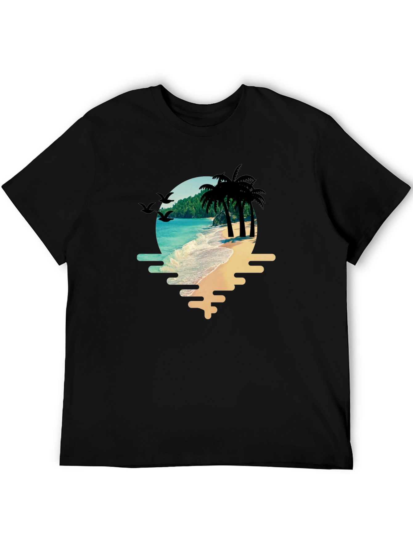 Tropical Beach T-Shirt: Palm Trees & Ocean View
