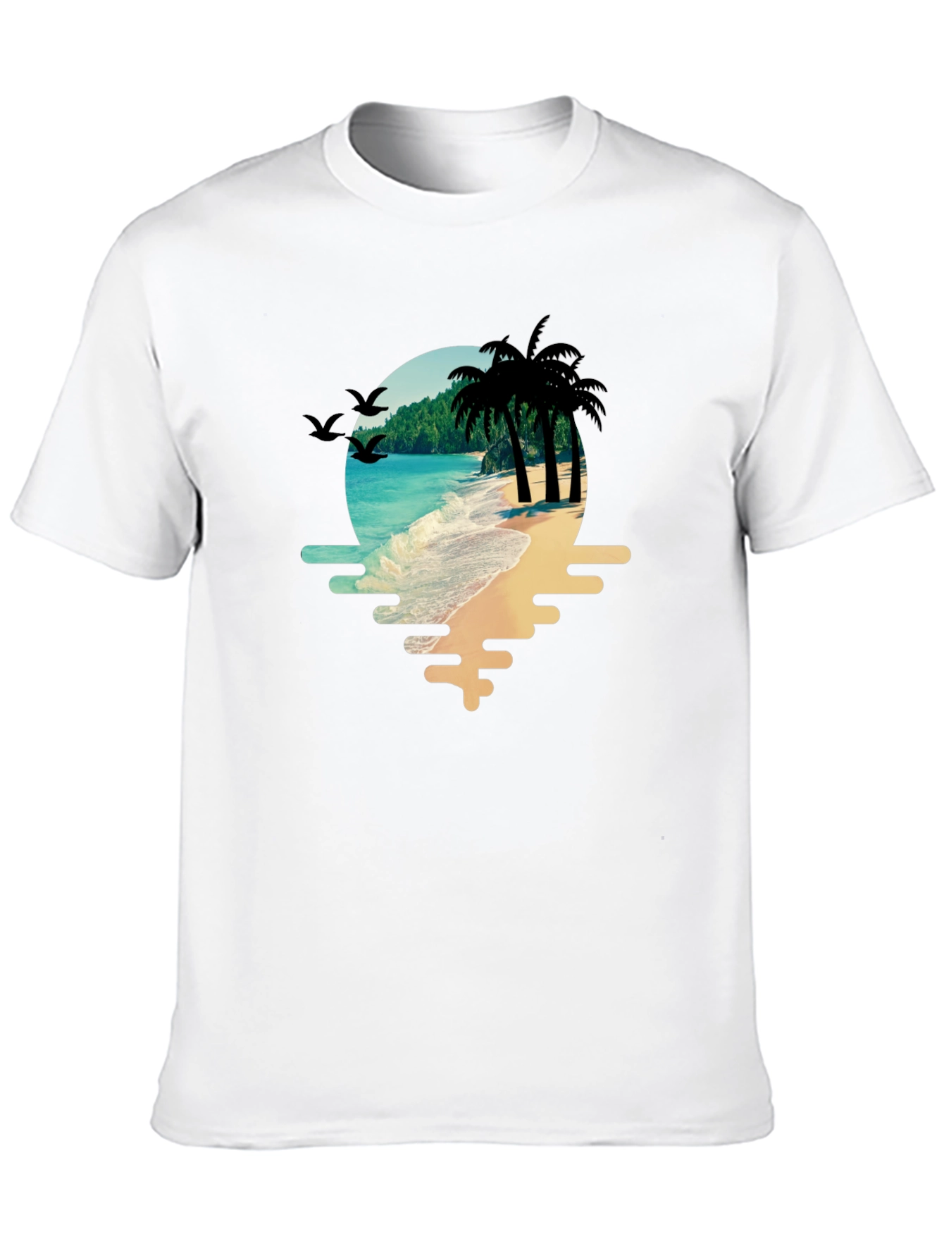 Tropical Beach T-Shirt: Palm Trees & Ocean View