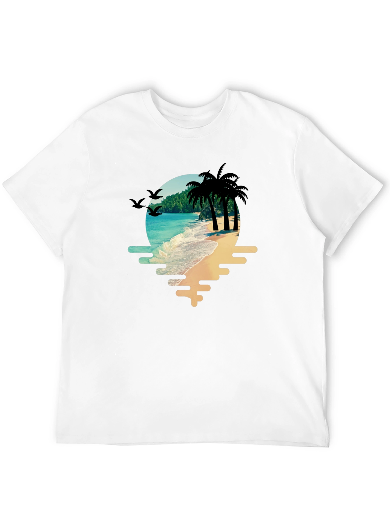 Tropical Beach T-Shirt: Palm Trees & Ocean View
