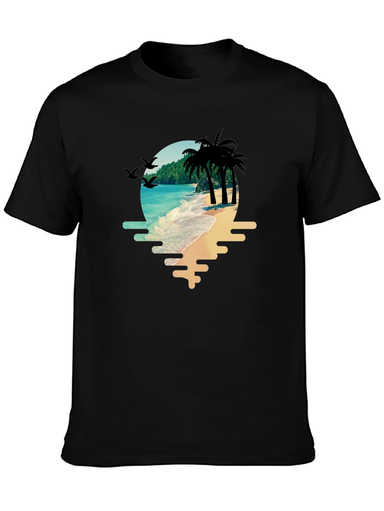 Tropical Beach T-Shirt: Palm Trees & Ocean View