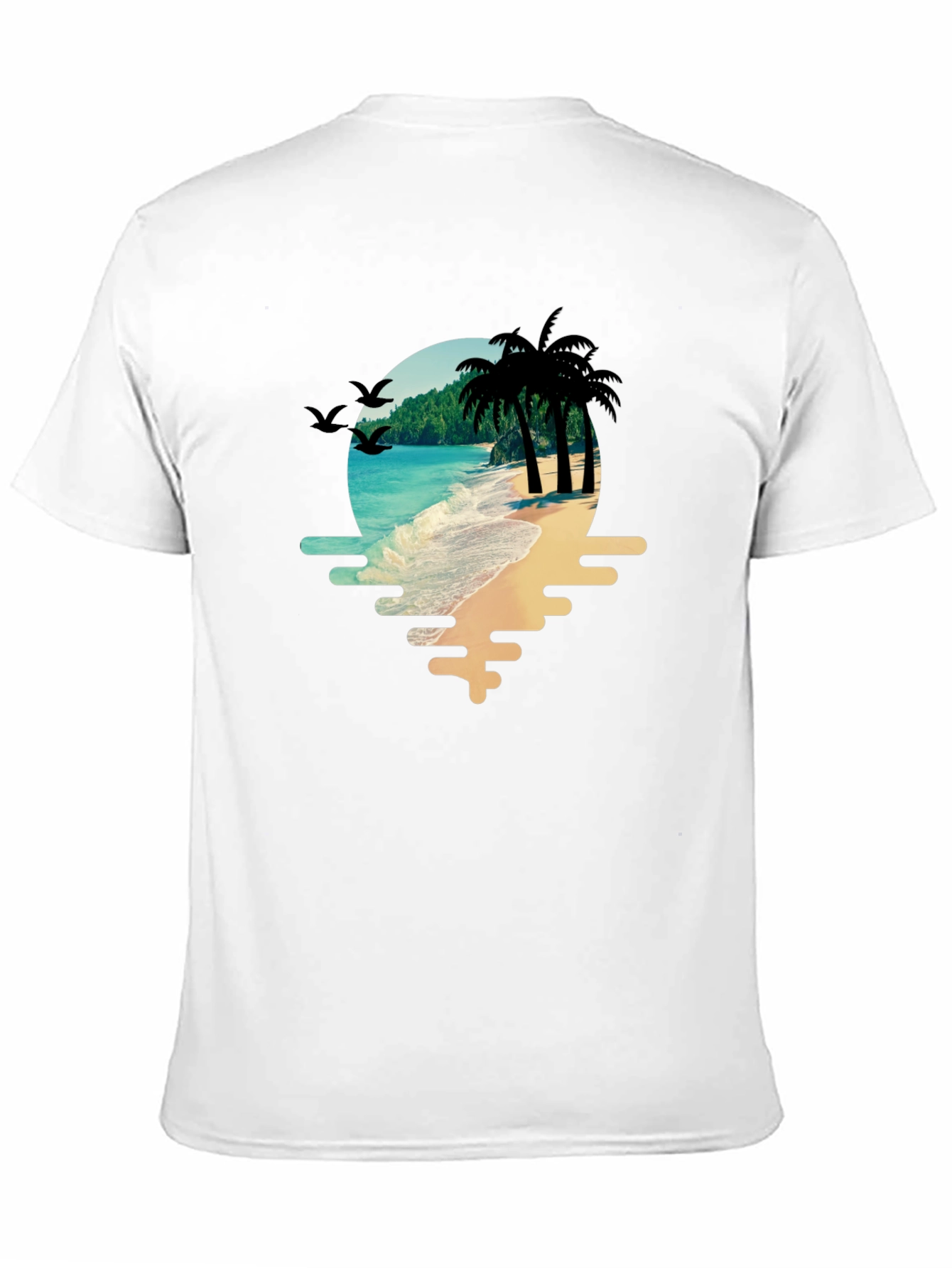 Tropical Beach T-Shirt: Palm Trees & Ocean View