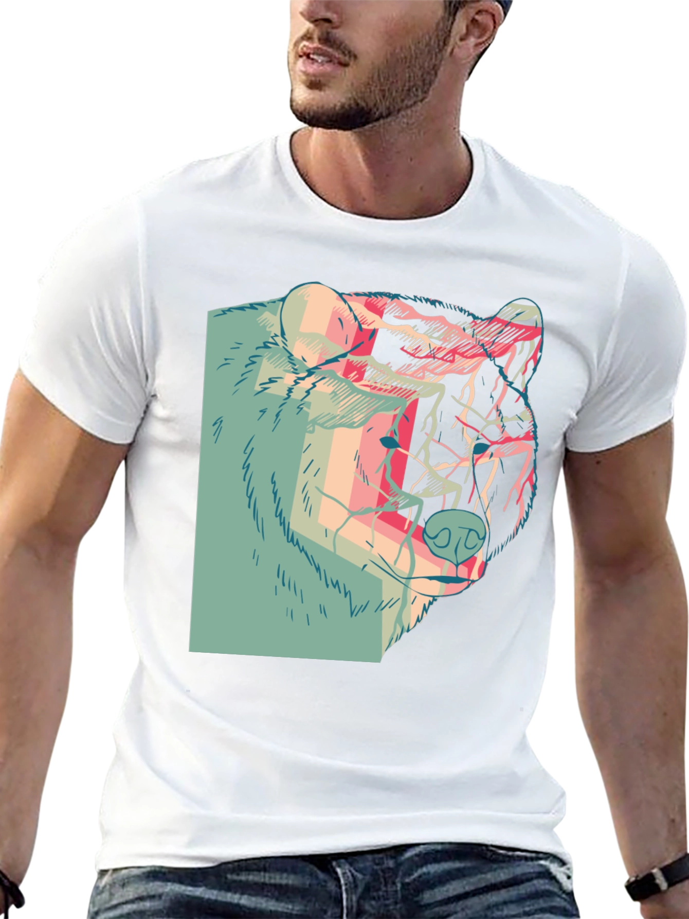 Abstract Bear Graphic T-Shirt