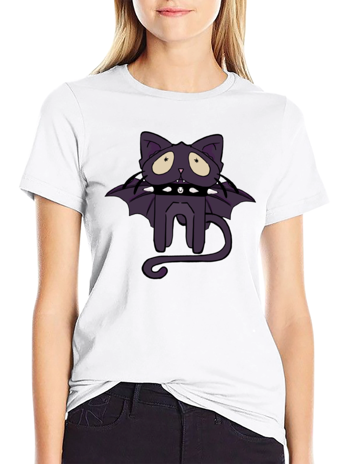 Gothic Bat Cat Graphic T-Shirt - Unisex Black Tee