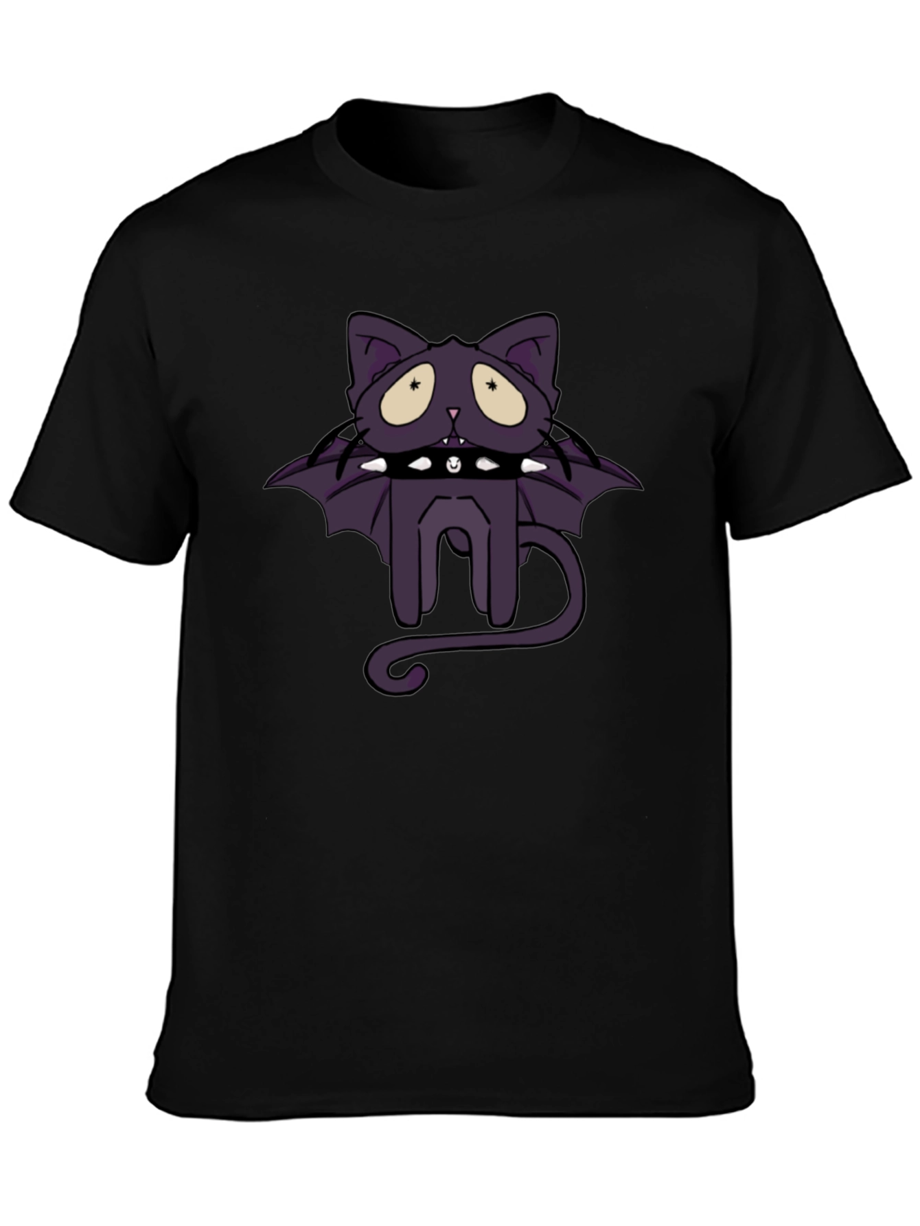 Gothic Bat Cat Graphic T-Shirt - Unisex Black Tee