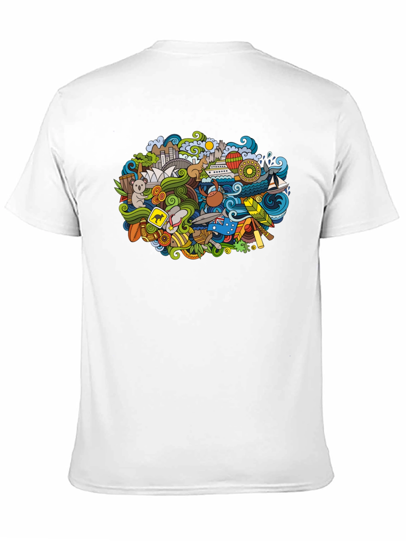 Australia Doodle Art Black T-Shirt