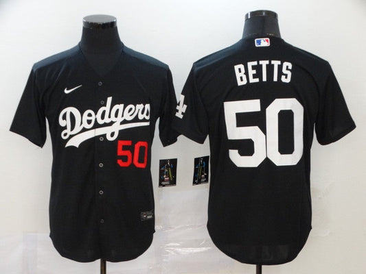 Men's Los Angeles Dodgers Mookie Betts #50 Black Stitched Jerseys