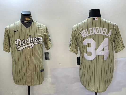 Men's Los Angeles Dodgers Fernando Valenzuela #34 Gold Replica Baseball Jerseys