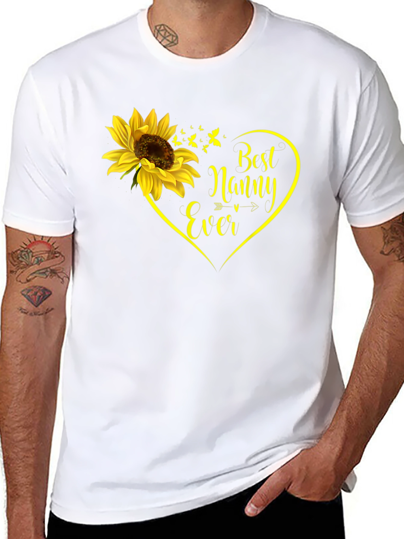 Best Nanny Ever Sunflower Heart T-Shirt