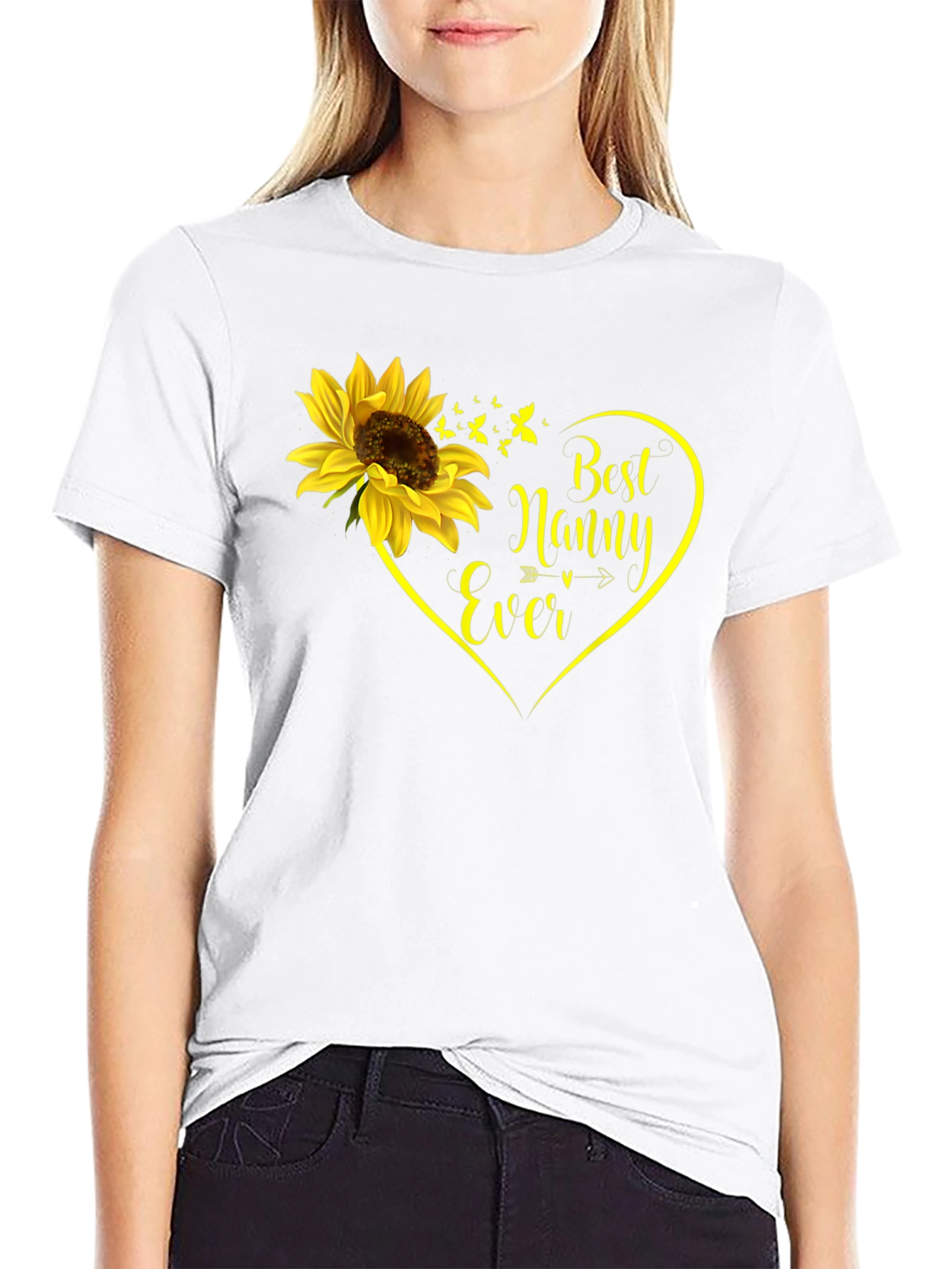 Best Nanny Ever Sunflower Heart T-Shirt