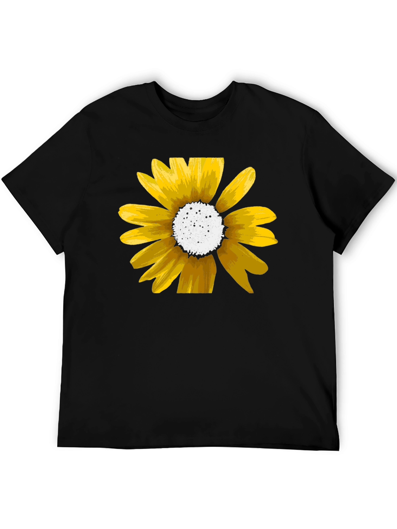Sunflower Graphic Tee - Black Cotton Casual Shirt