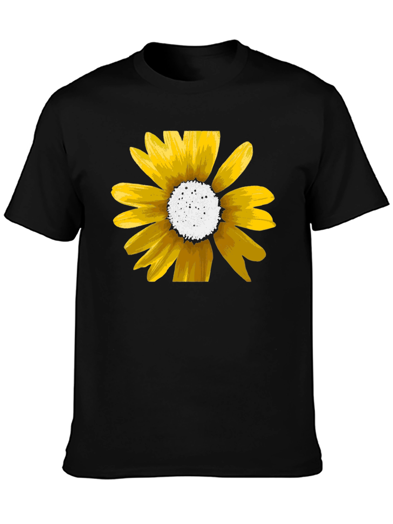Sunflower Graphic Tee - Black Cotton Casual Shirt
