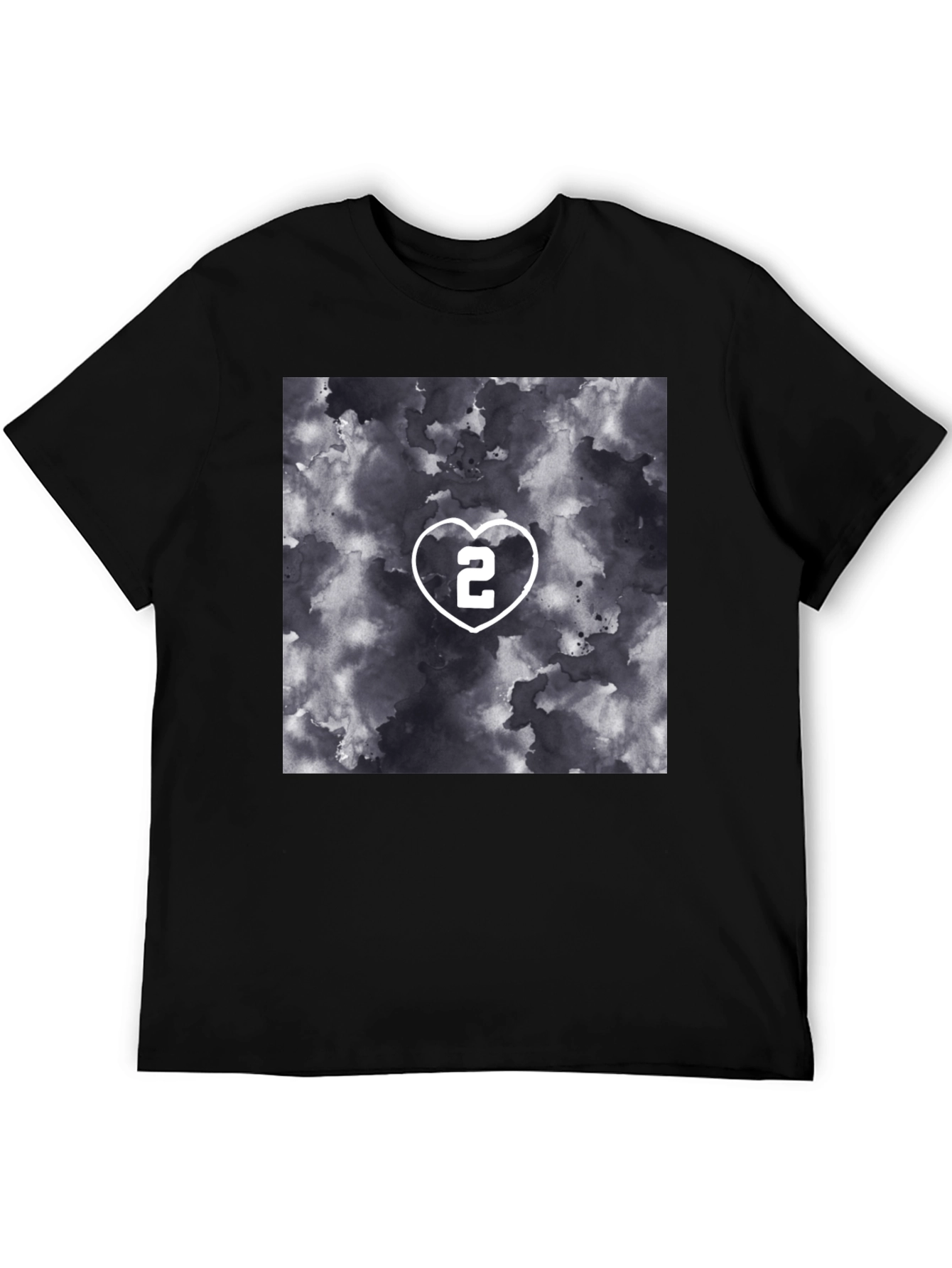 Heart Number 2 Graphic T-Shirt - Stylish Black Tee