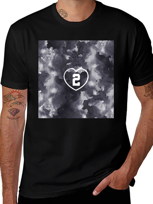 Heart Number 2 Graphic T-Shirt - Stylish Black Tee
