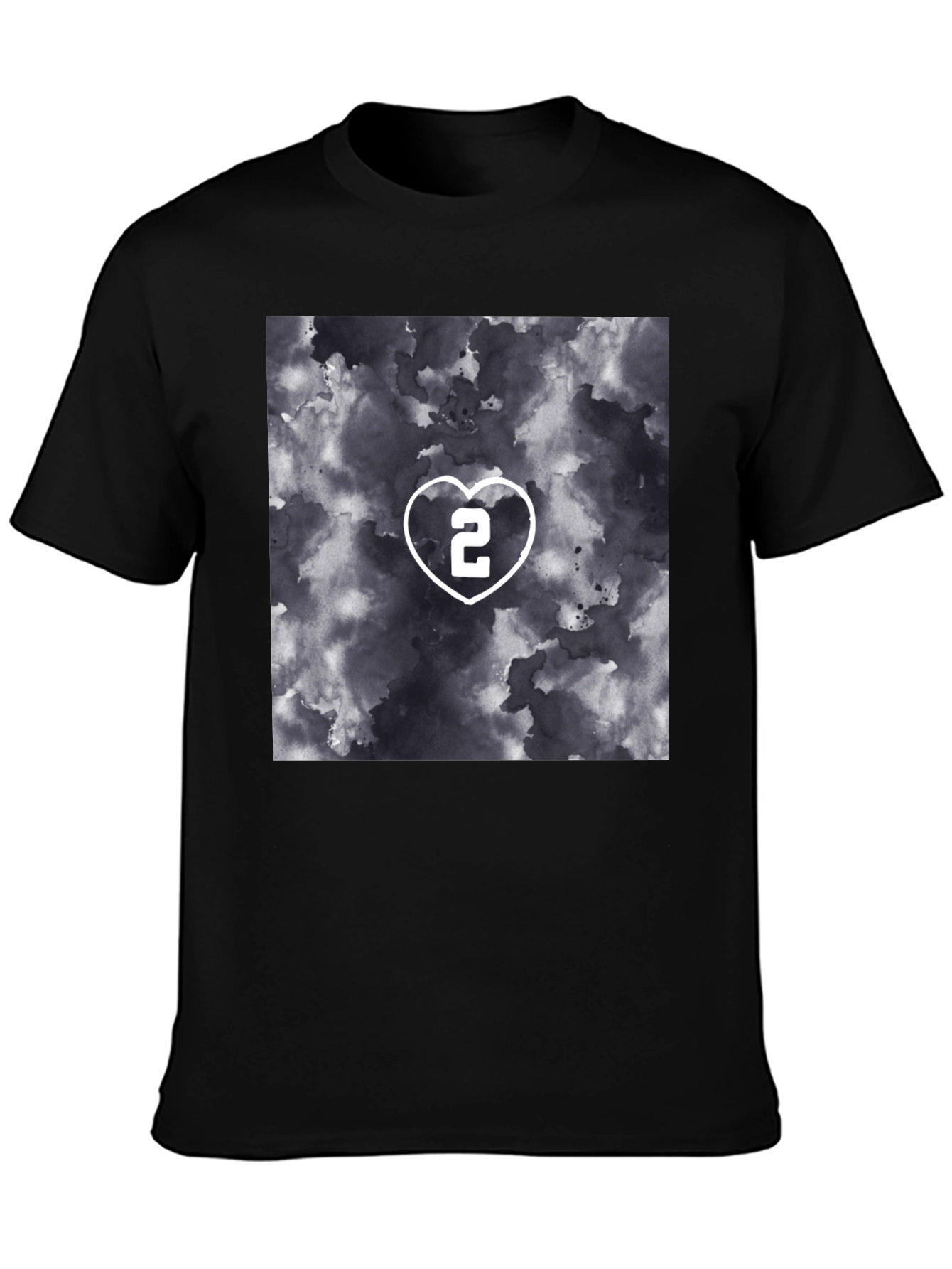 Heart Number 2 Graphic T-Shirt - Stylish Black Tee