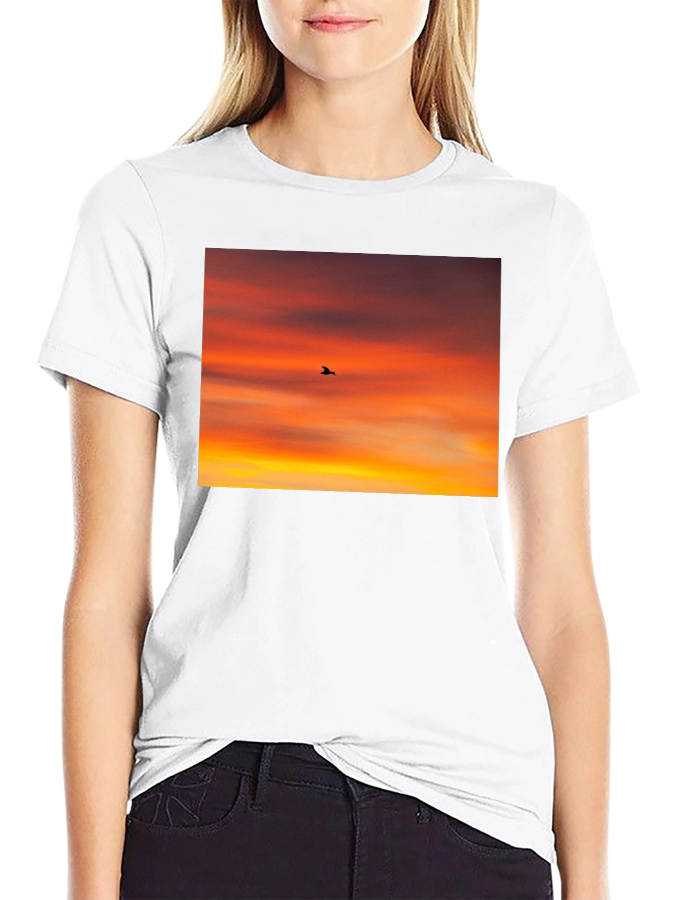 Sunset Bird Silhouette Graphic Tee