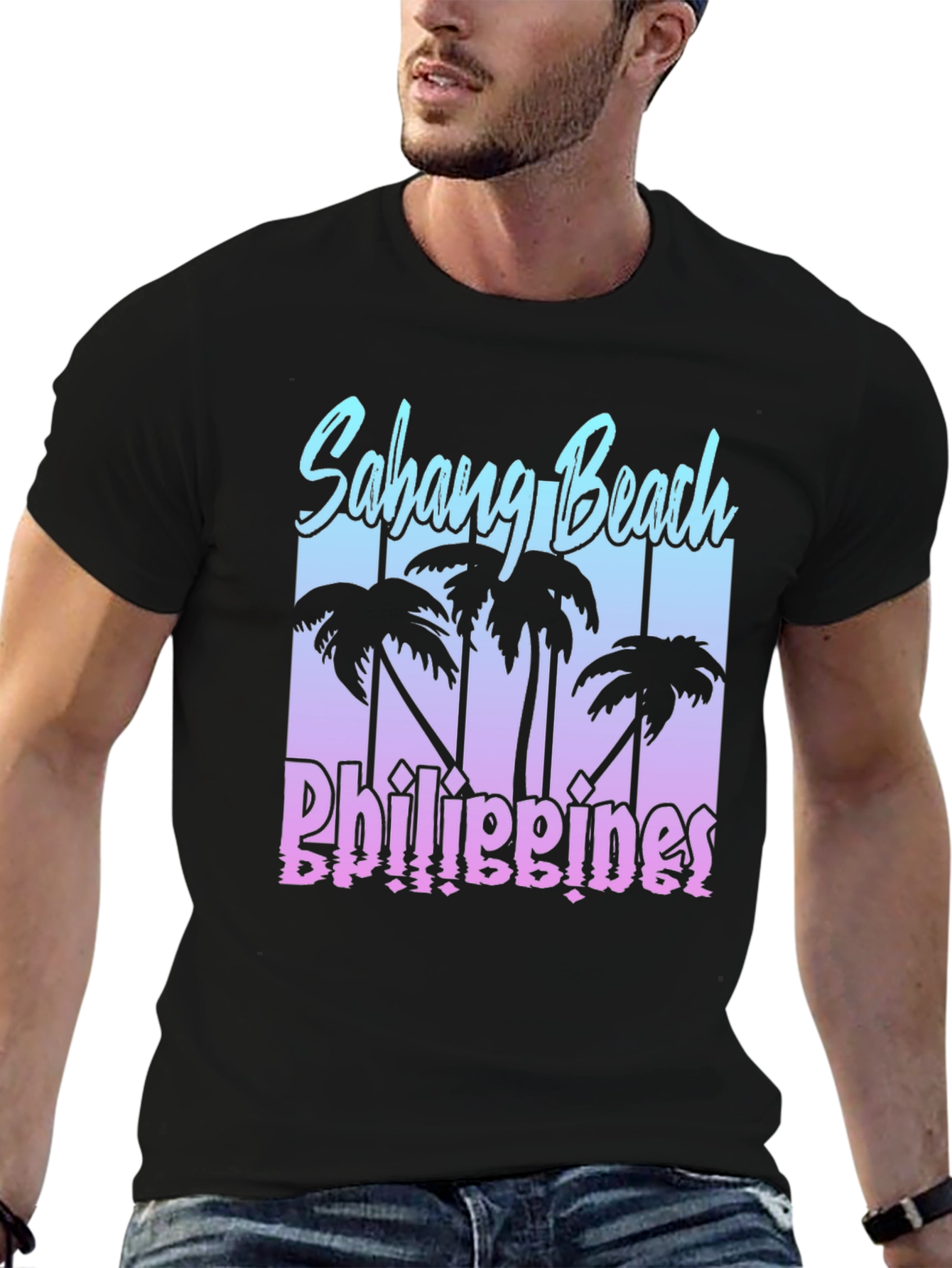 Sabang Beach Philippines Black T-Shirt