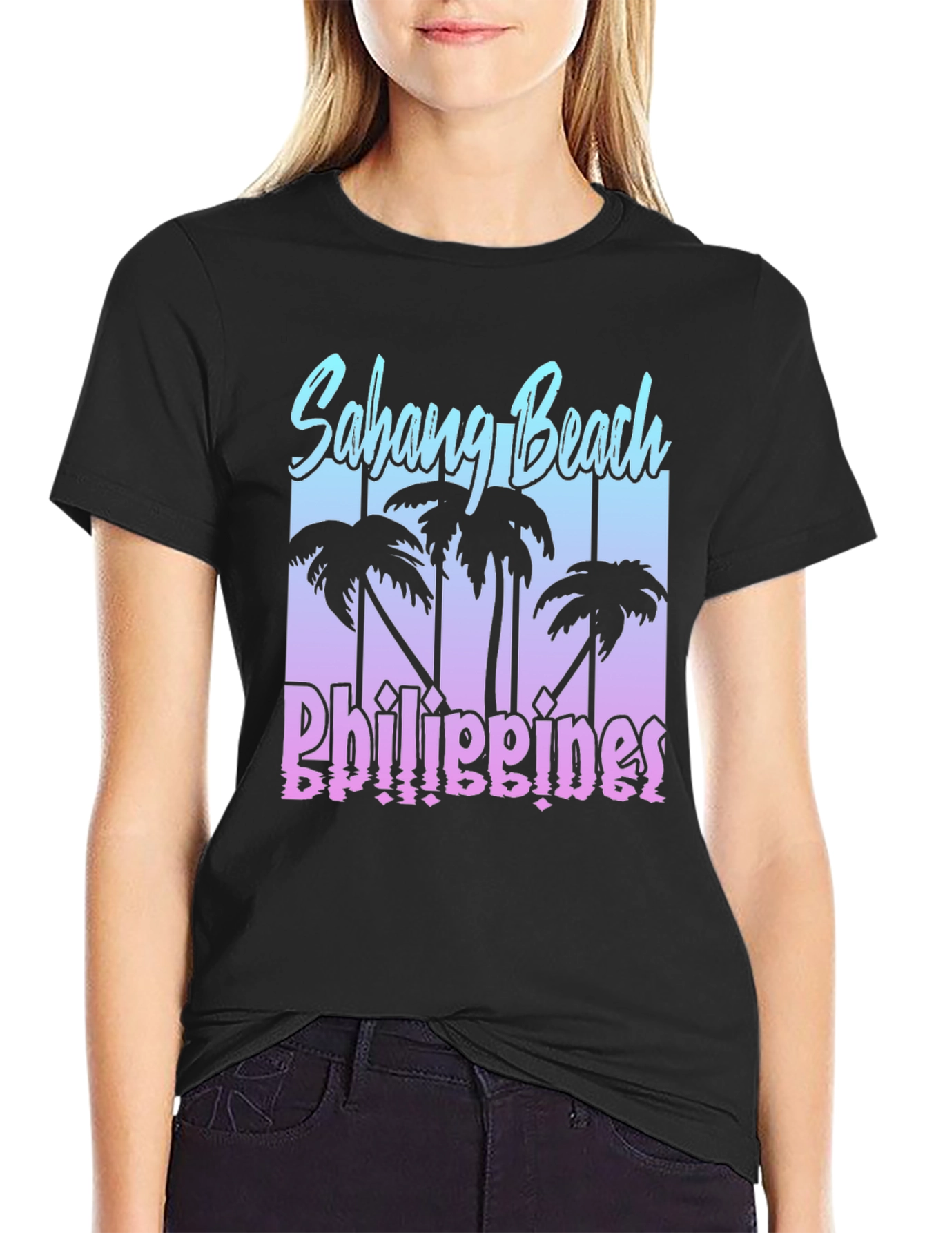Sabang Beach Philippines Black T-Shirt