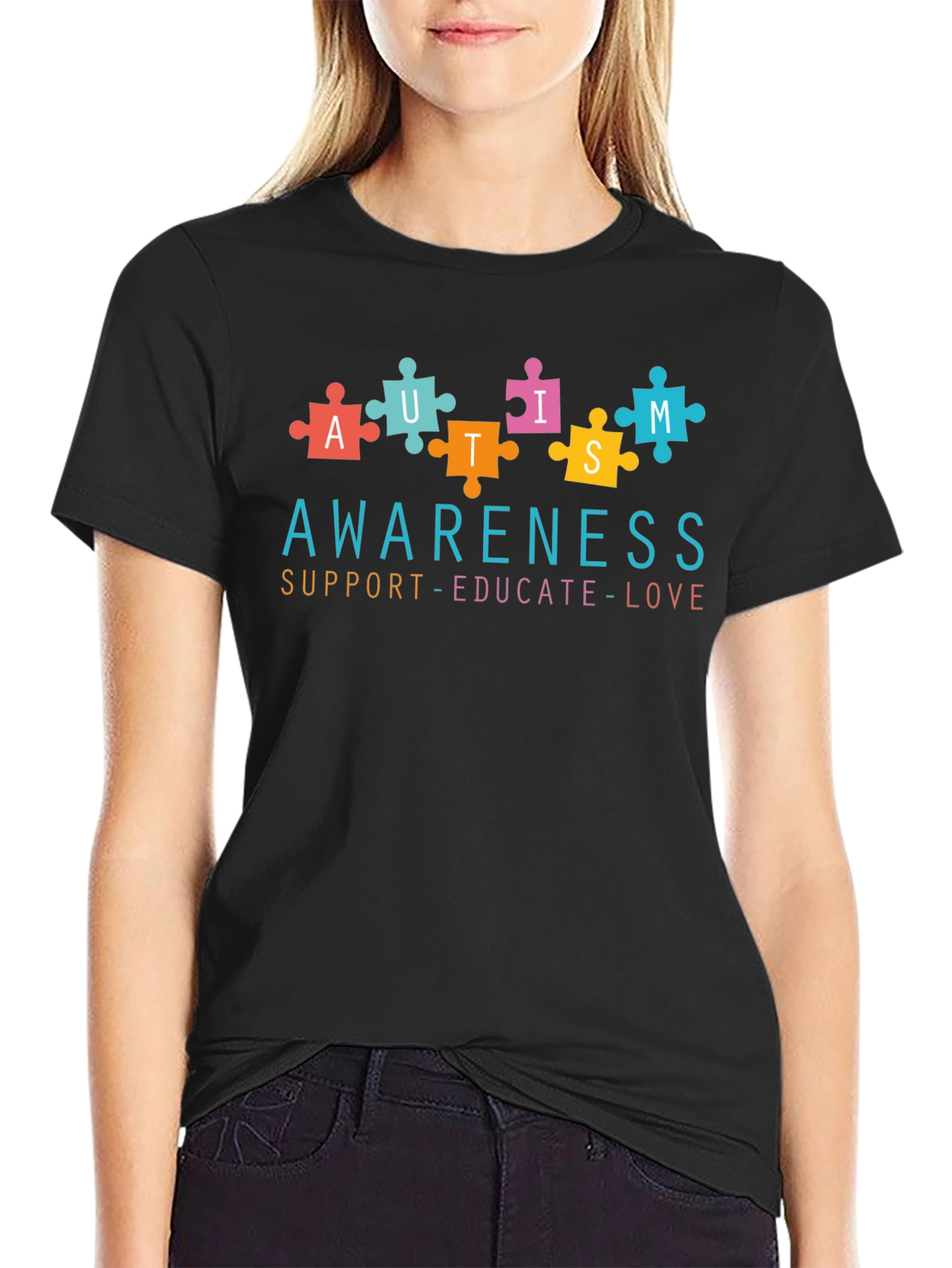 Autism Awareness Puzzle Piece Graphic T-Shirt