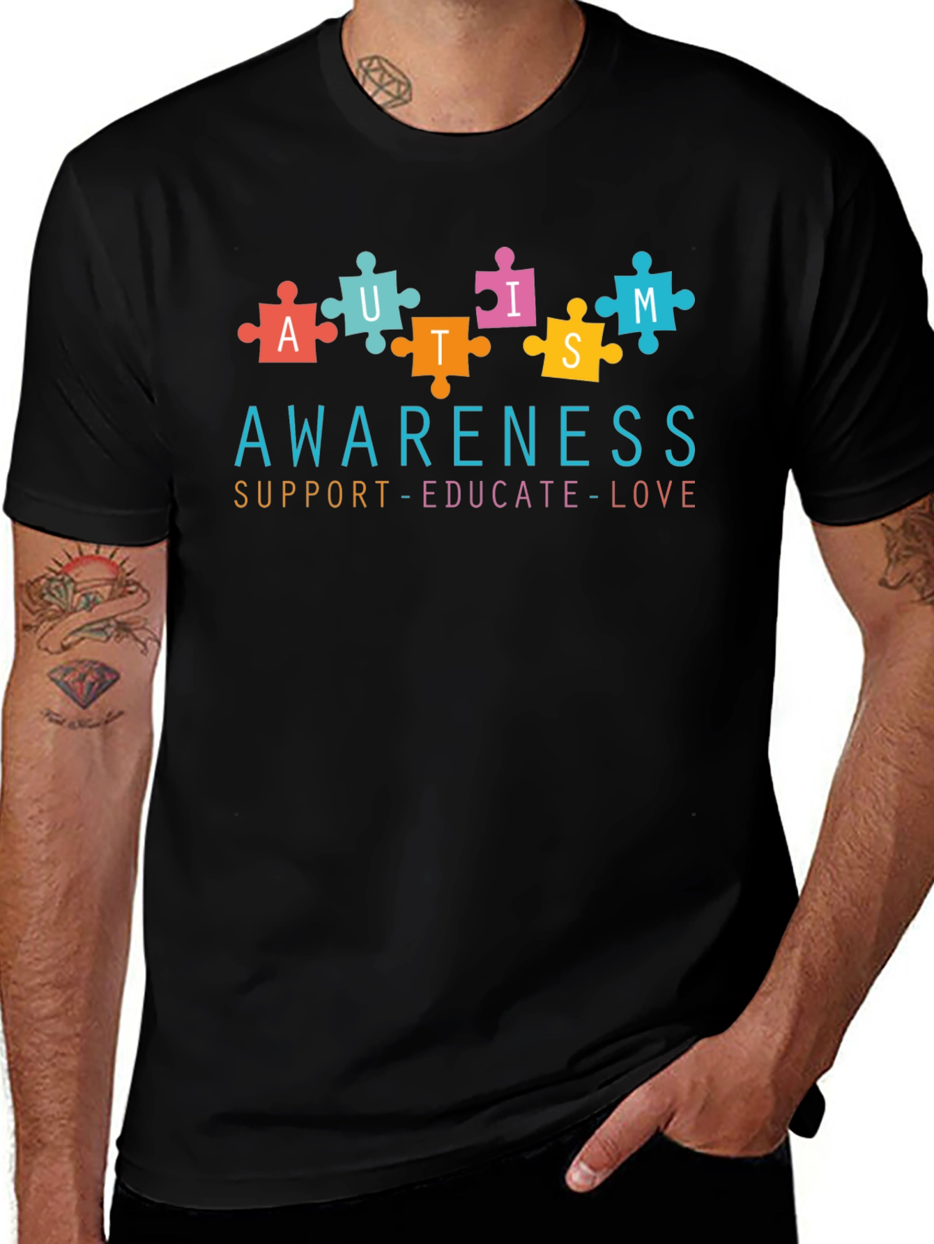 Autism Awareness Puzzle Piece Graphic T-Shirt
