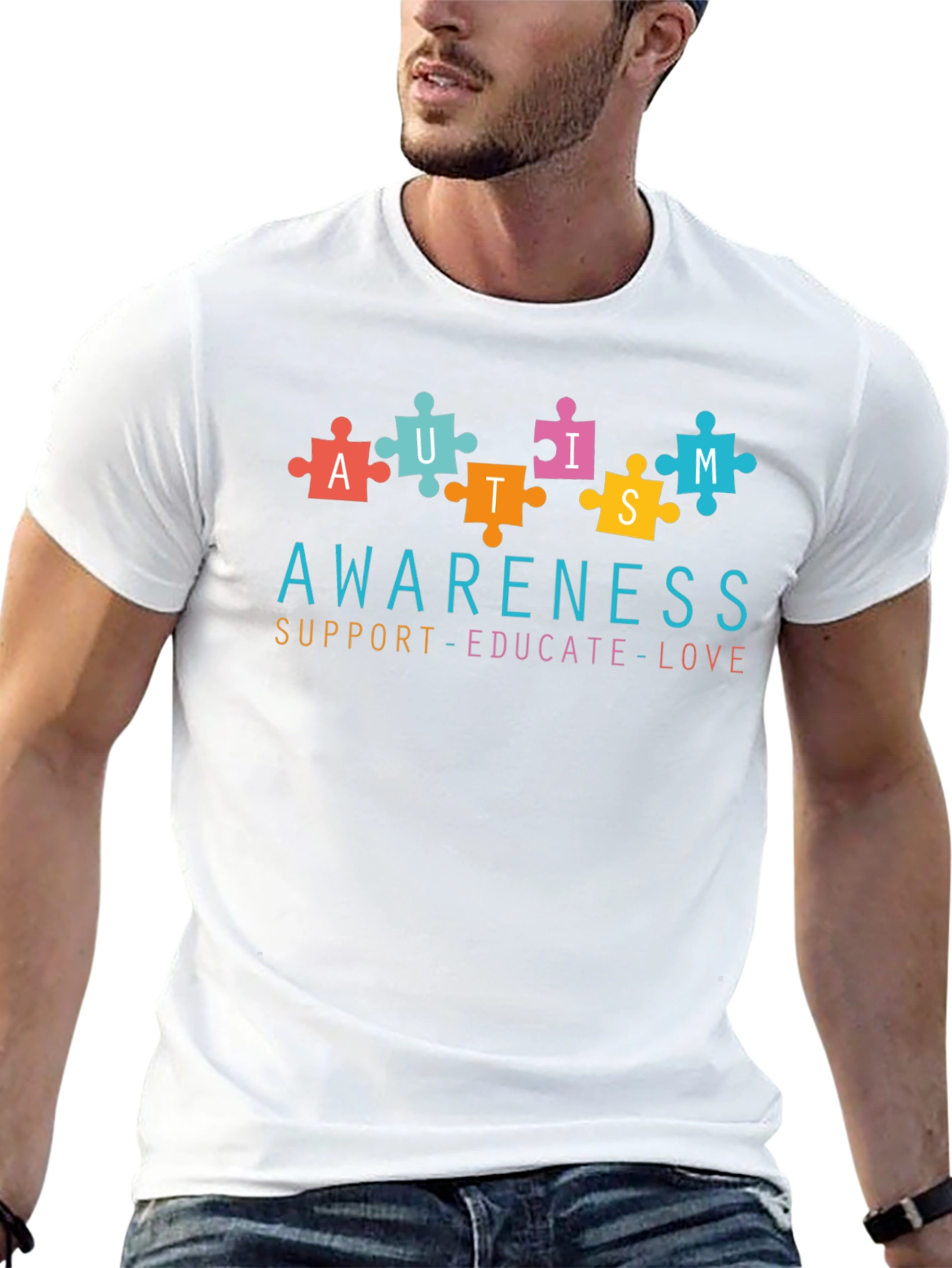 Autism Awareness Puzzle Piece Graphic T-Shirt