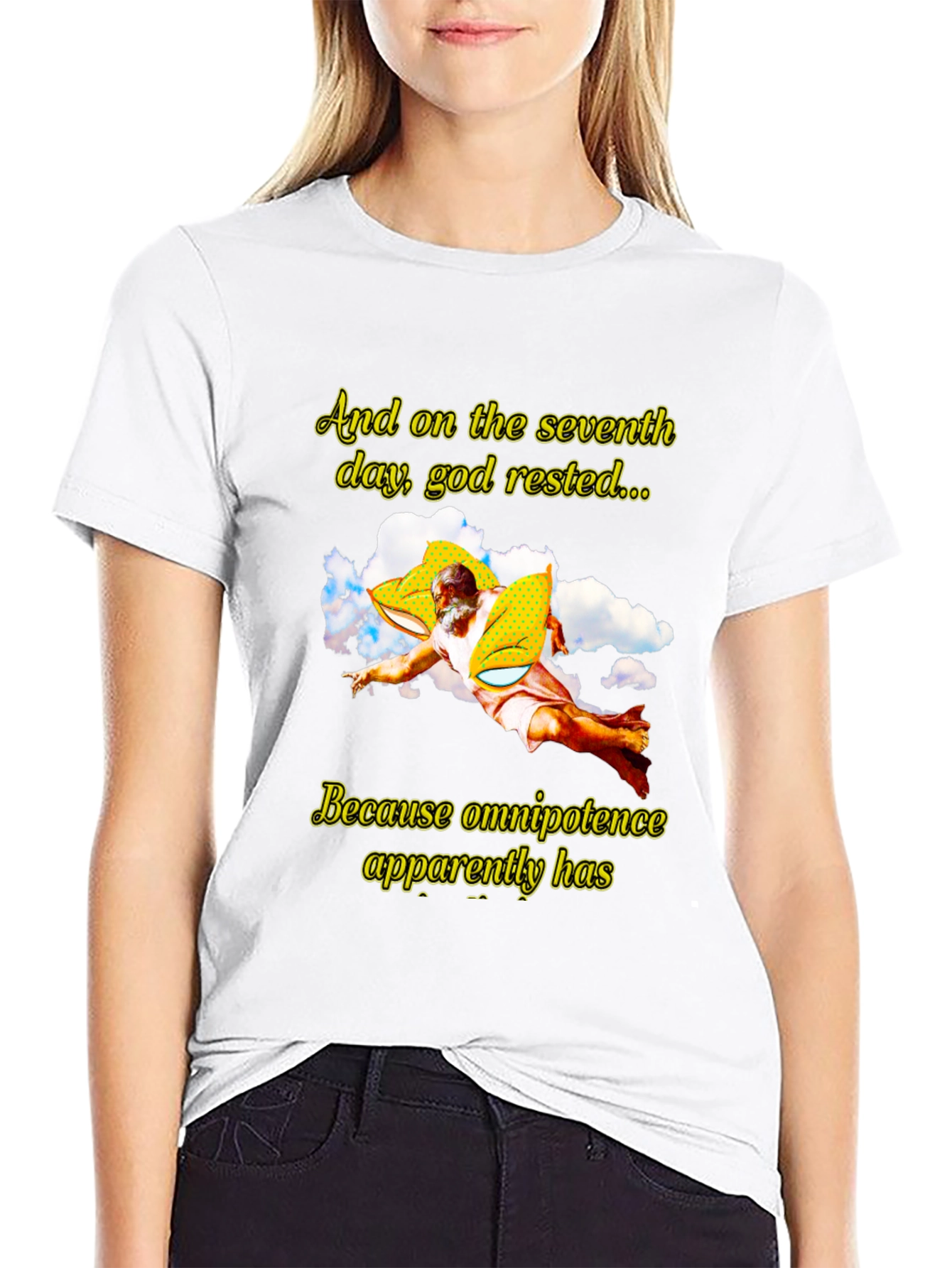 Humorous God Rested Graphic T-Shirt - Black