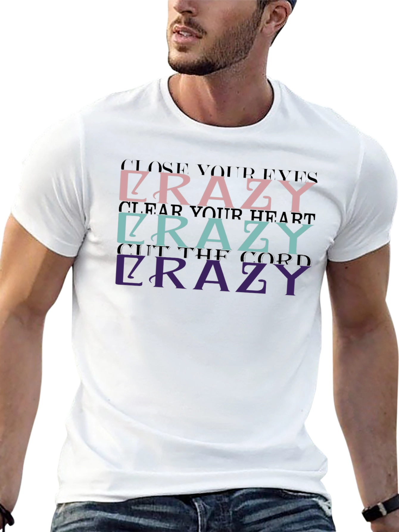 Crazy Graphic Print Black T-Shirt