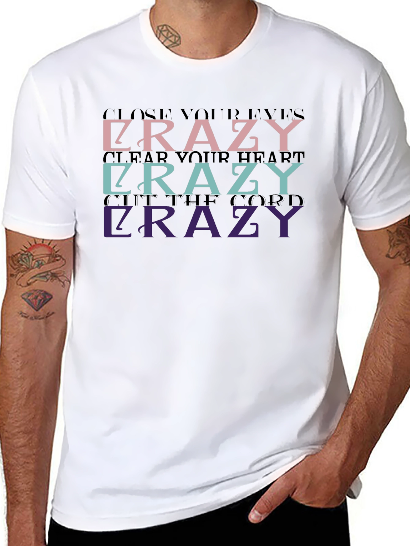 Crazy Graphic Print Black T-Shirt