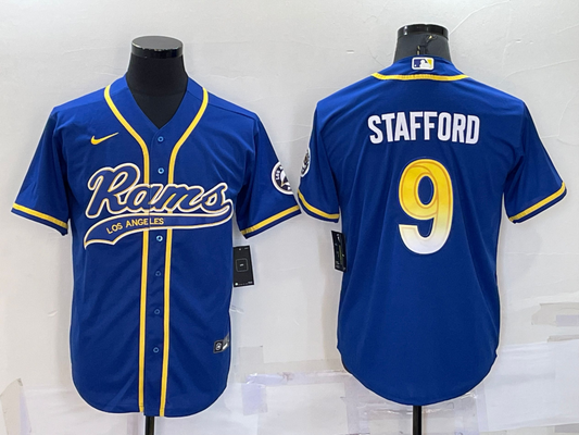 Men's Los Angeles Rams Matthew Stafford #9 Blue Game Jerseys Joint Edition