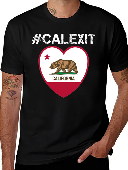 Calexit California Flag Heart T-Shirt